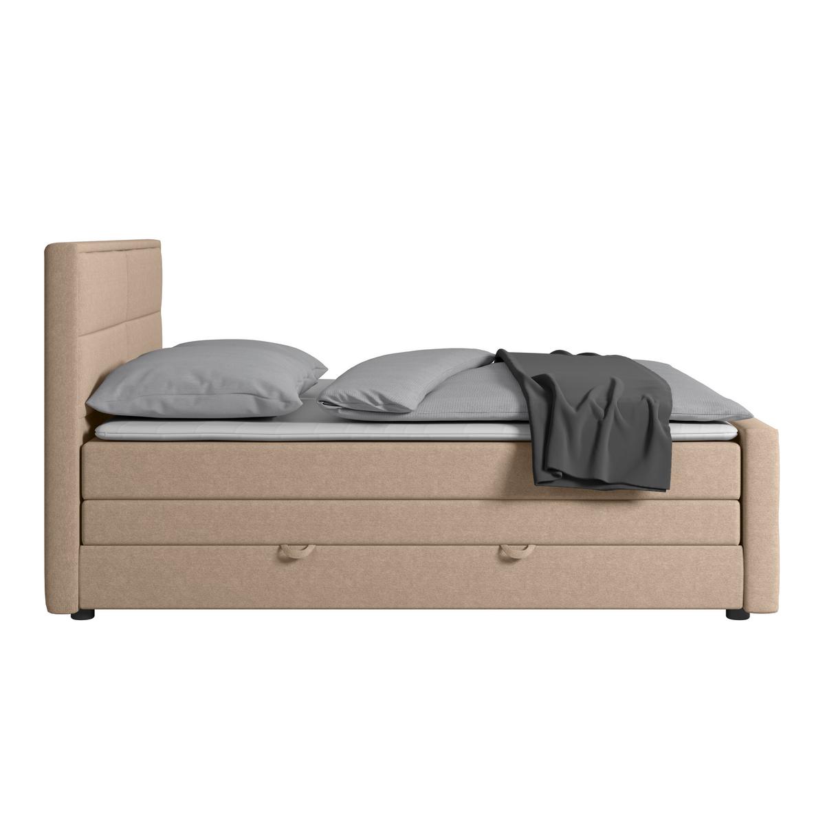 Boxspringbett mit Bettkasten Palermo 180x200 Naturfarben - Schwarz/Naturfarben, MODERN, Karton/Holz (180/200cm) - MID.YOU