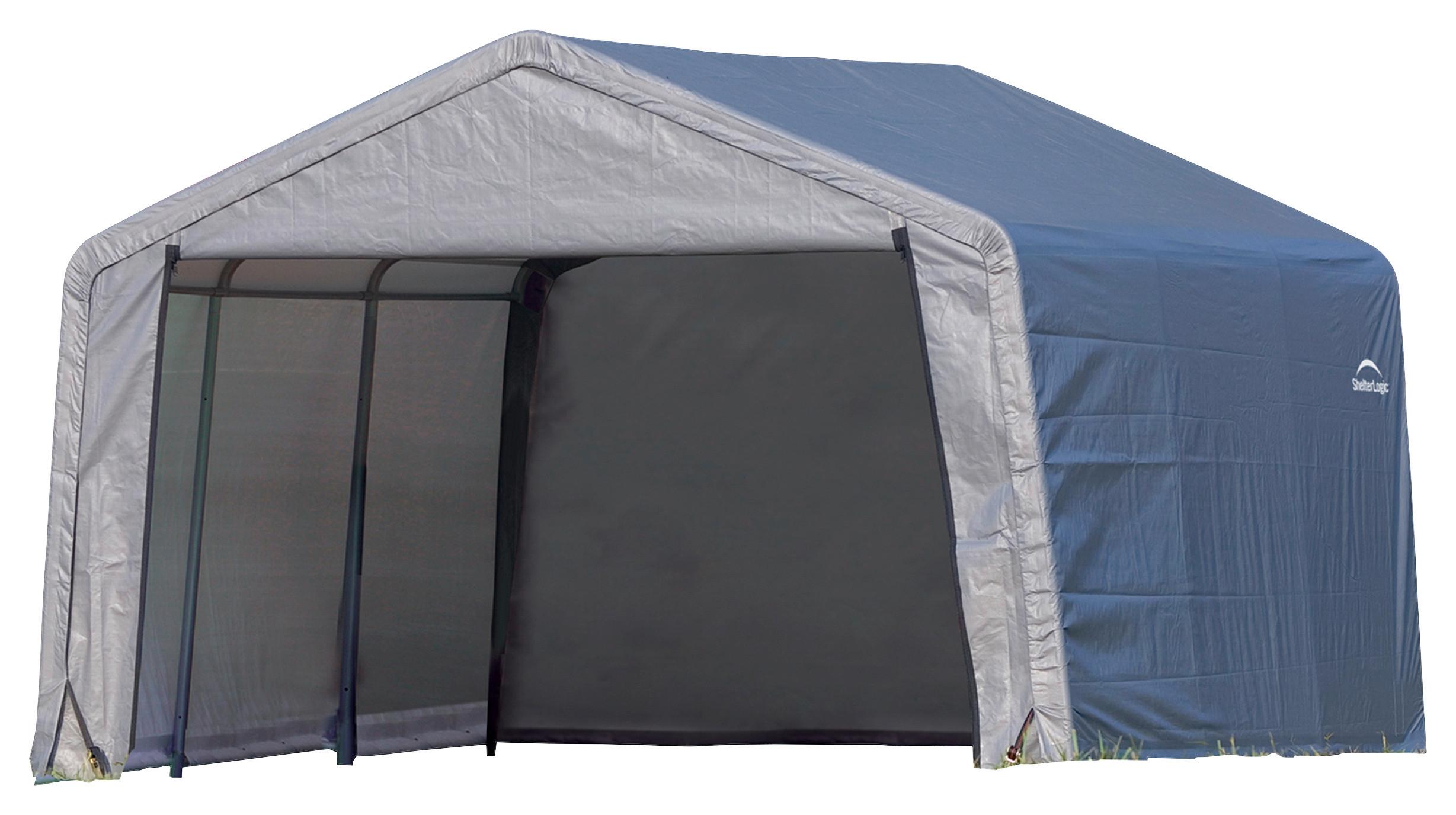 Zeltgarage Shed-In-A-Box 13,7m² - Grau, Basics, Kunststoff (370/260/370cm)