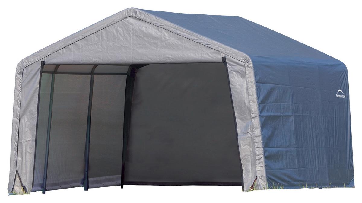 Zeltgarage Shed-In-A-Box 13,7m² - Grau, Basics, Kunststoff (370/260/370cm)