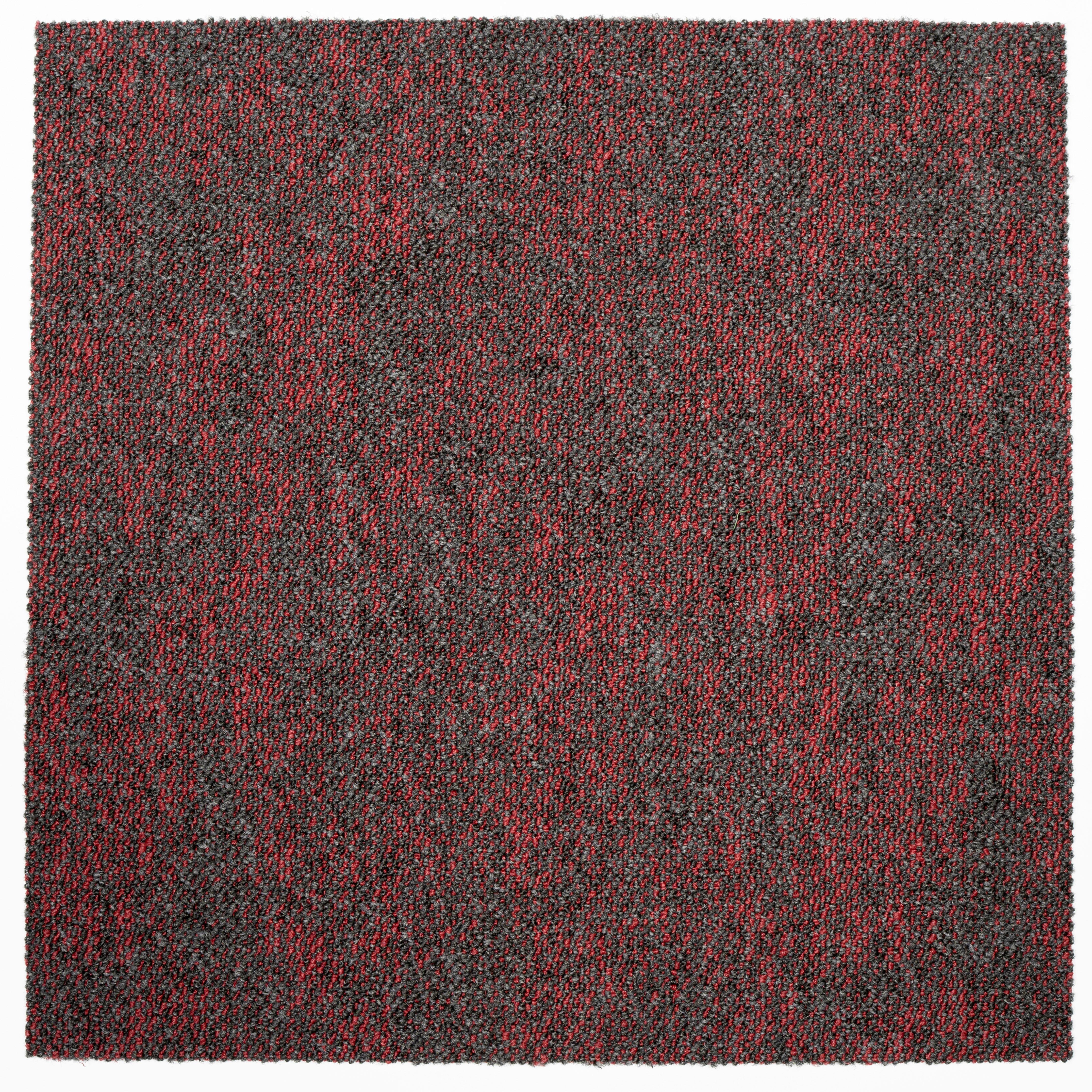Teppichfliese Rot Marble 50x50 cm Florhöhe 3 mm - Rot, Basics, Textil (50/50cm)