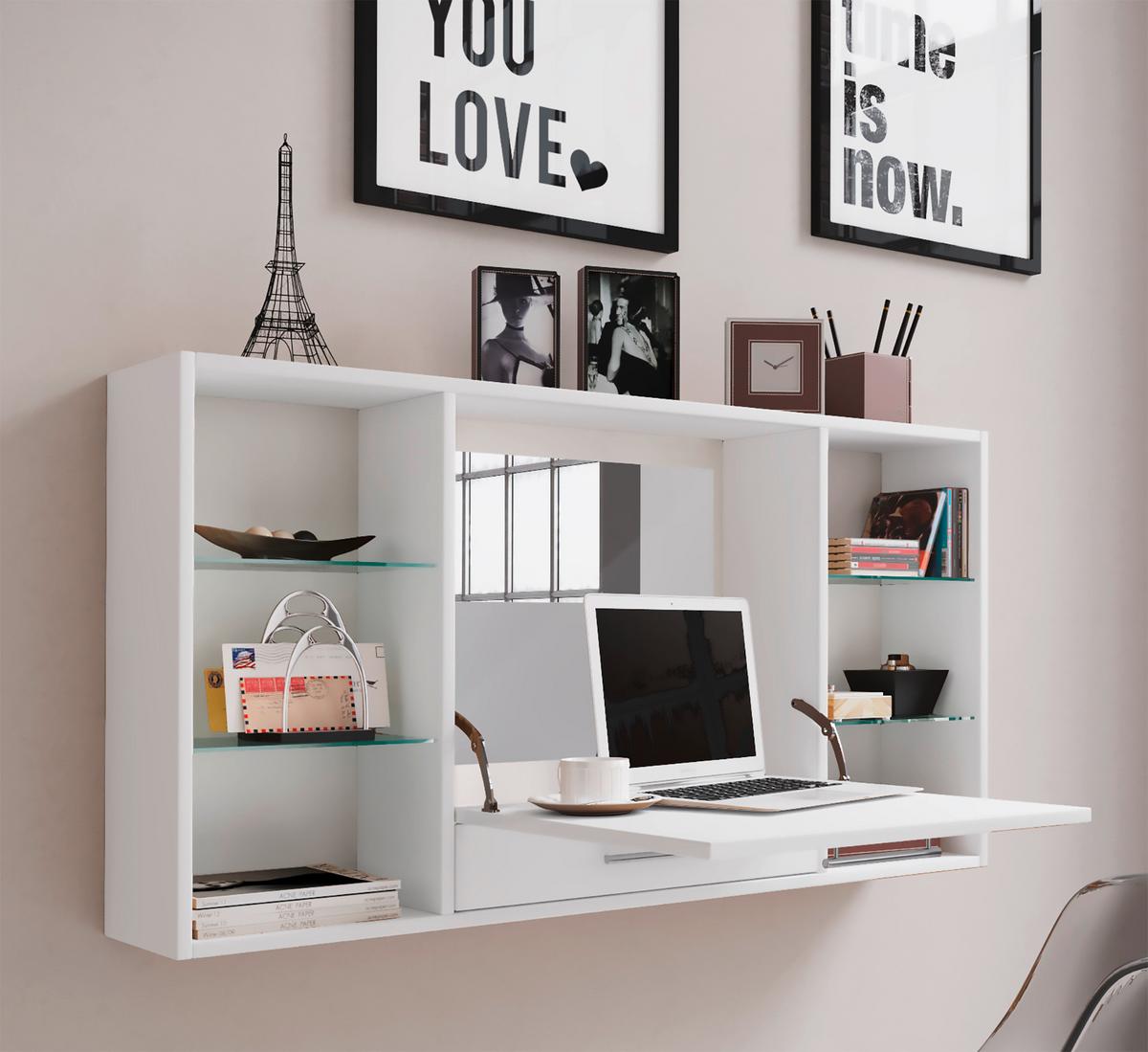 Schreibtisch Teala Weiß B: 19,7 Cm - Weiß, MODERN, Holzwerkstoff (115/19,7/60cm) - MID.YOU