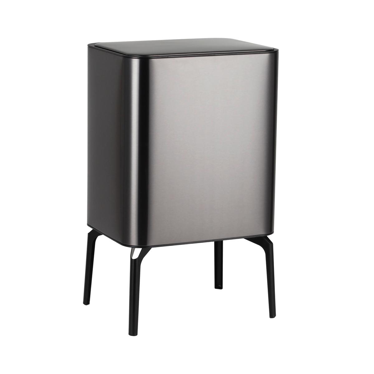 Odpadkový koš MICHAEL, objem 2x 12,7L - černá, Moderní, kov/plast (40,5/31/66,5cm) - Mömax