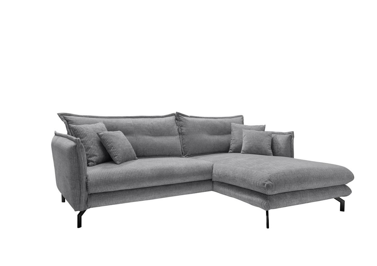 Ecksofa Lava Grau S: 255x180 cm - Schwarz/Grau, Design, Textil (255/180cm) - Livetastic