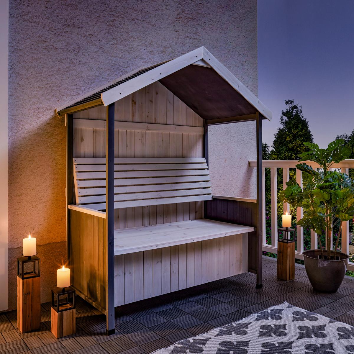 Zahradní lavice z masívu Giuliana bílá/šedá - šedá/bílá, Moderní, dřevo (135/170/75cm) - Bessagi Garden