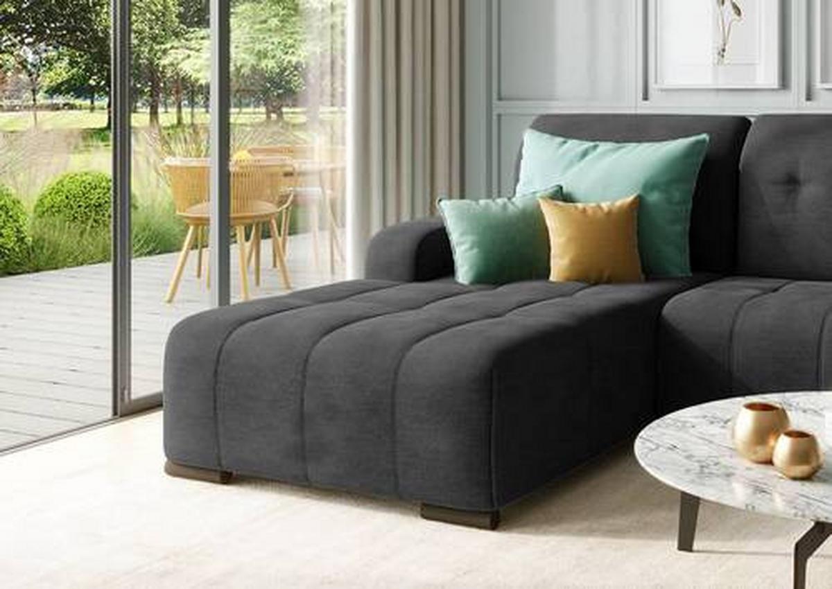 Ecksofa Vicari - Schwarz, MODERN, Textil (292/185cm) - Livetastic
