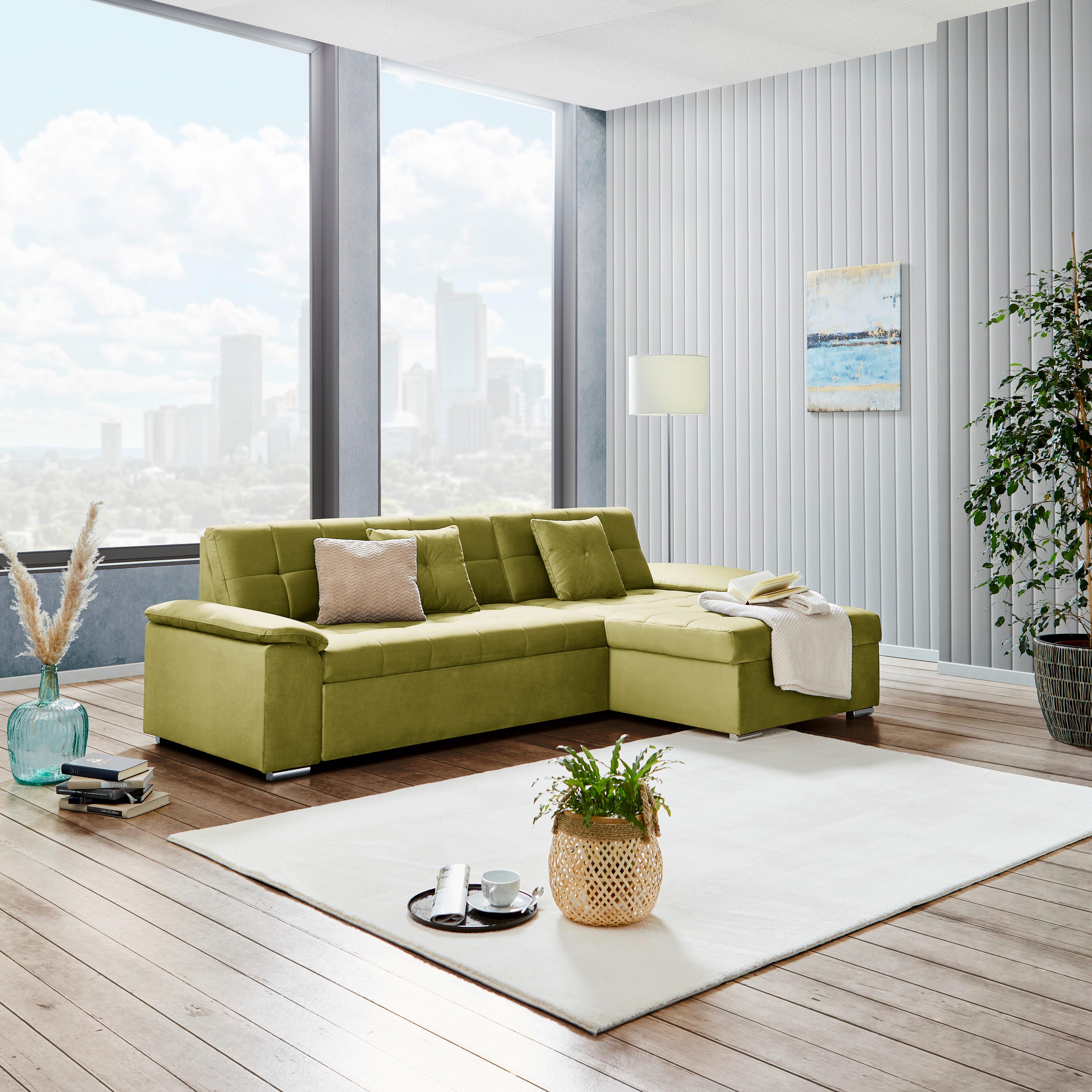 Ecksofa mit Schlaffunktion Bettkasten Keaton Senfgelb - Gelb, Basics, Textil (263/169cm) - Livetastic
