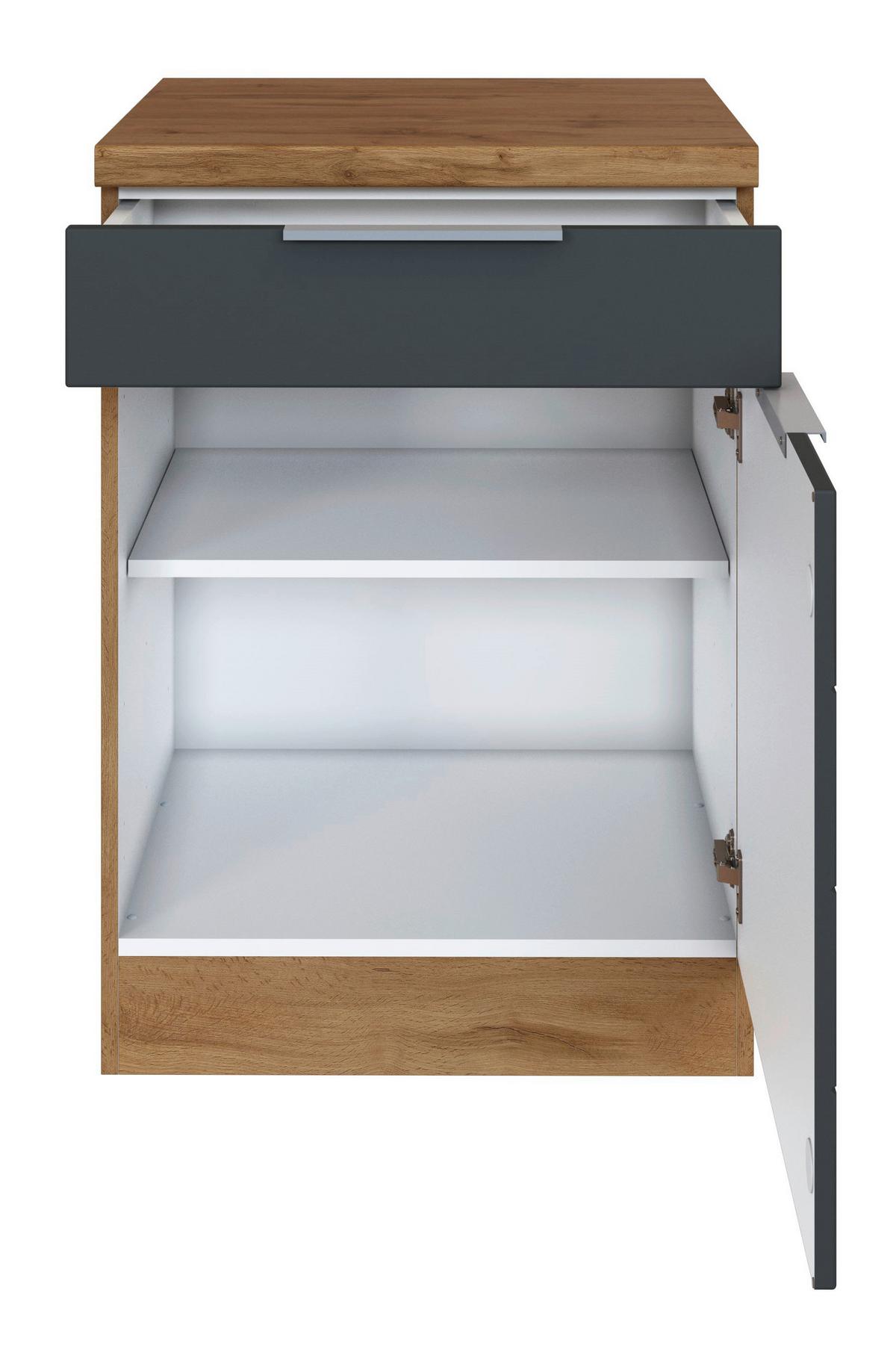 Küchenunterschrank Florenz 60 Cm Grau/eiche Dekor - Eiche Wotan/Grau, Design, Holzwerkstoff (60/86/60cm) - Held