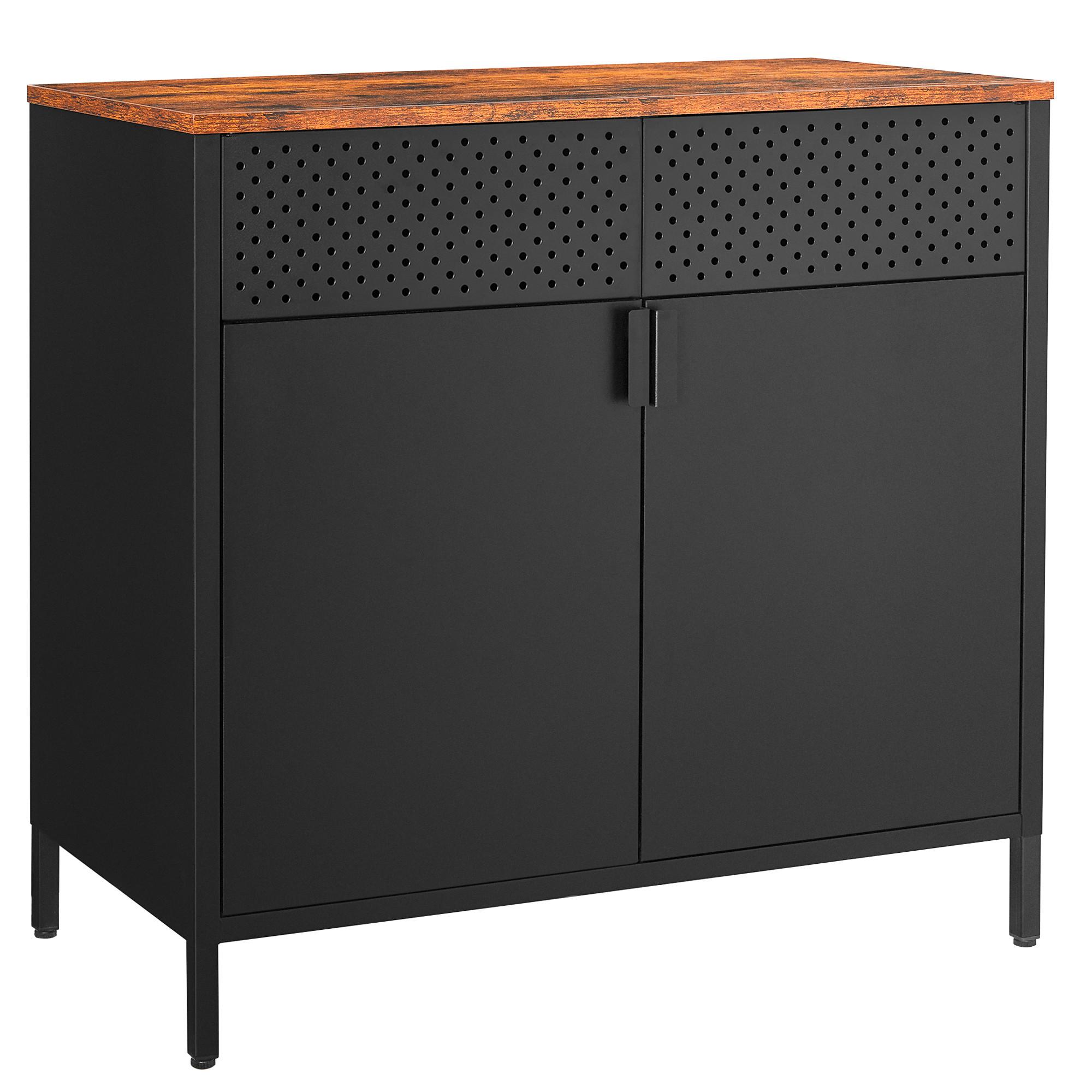 KOMODA RUSTIK - hnedá/čierna, Trend, kov/kompozitné drevo (80/76/40cm) - Boxxx