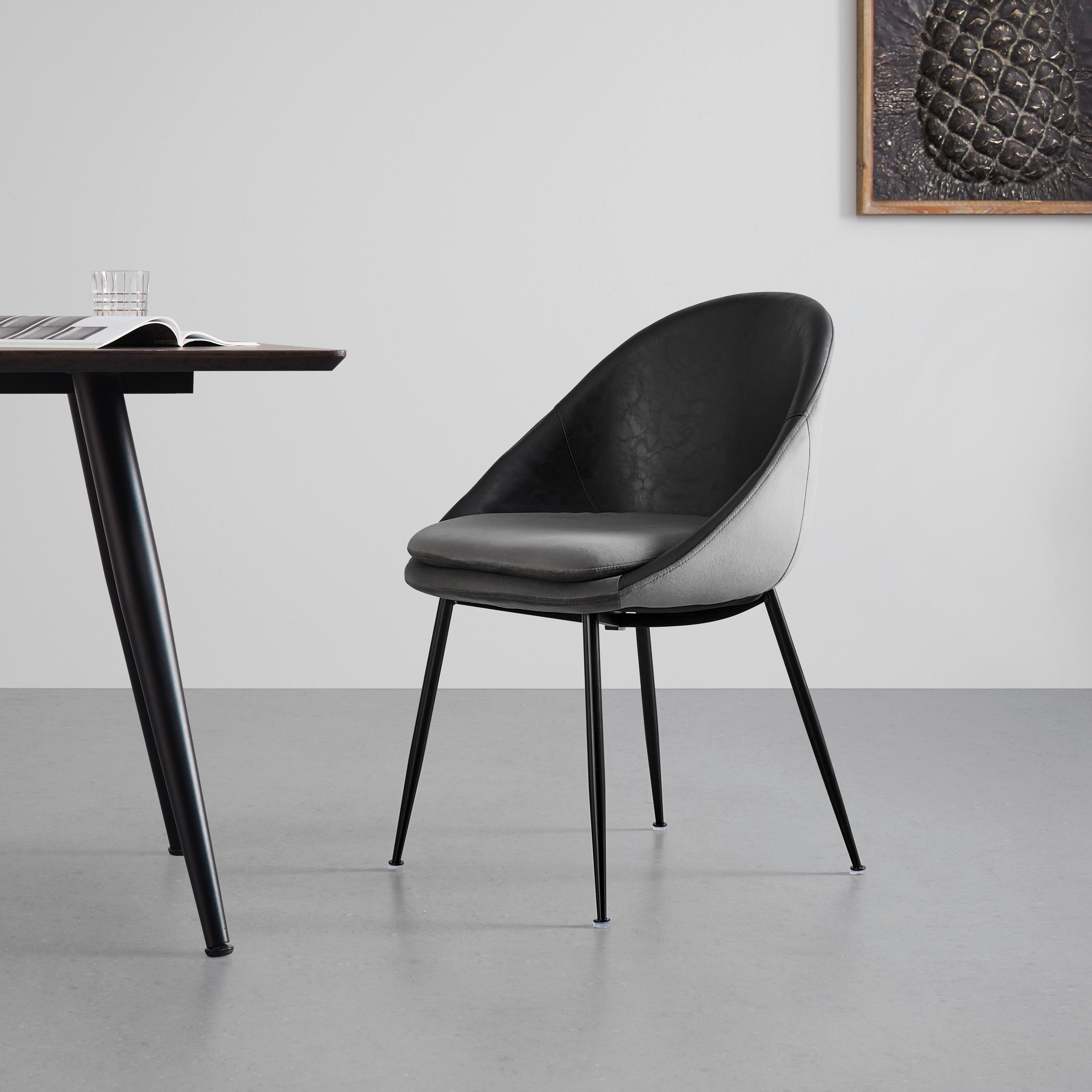 Jídelní Židle Ilaria Šířka 55cm - šedá/černá, Moderní, kov/dřevo (55/83/60cm) - Bessagi Home