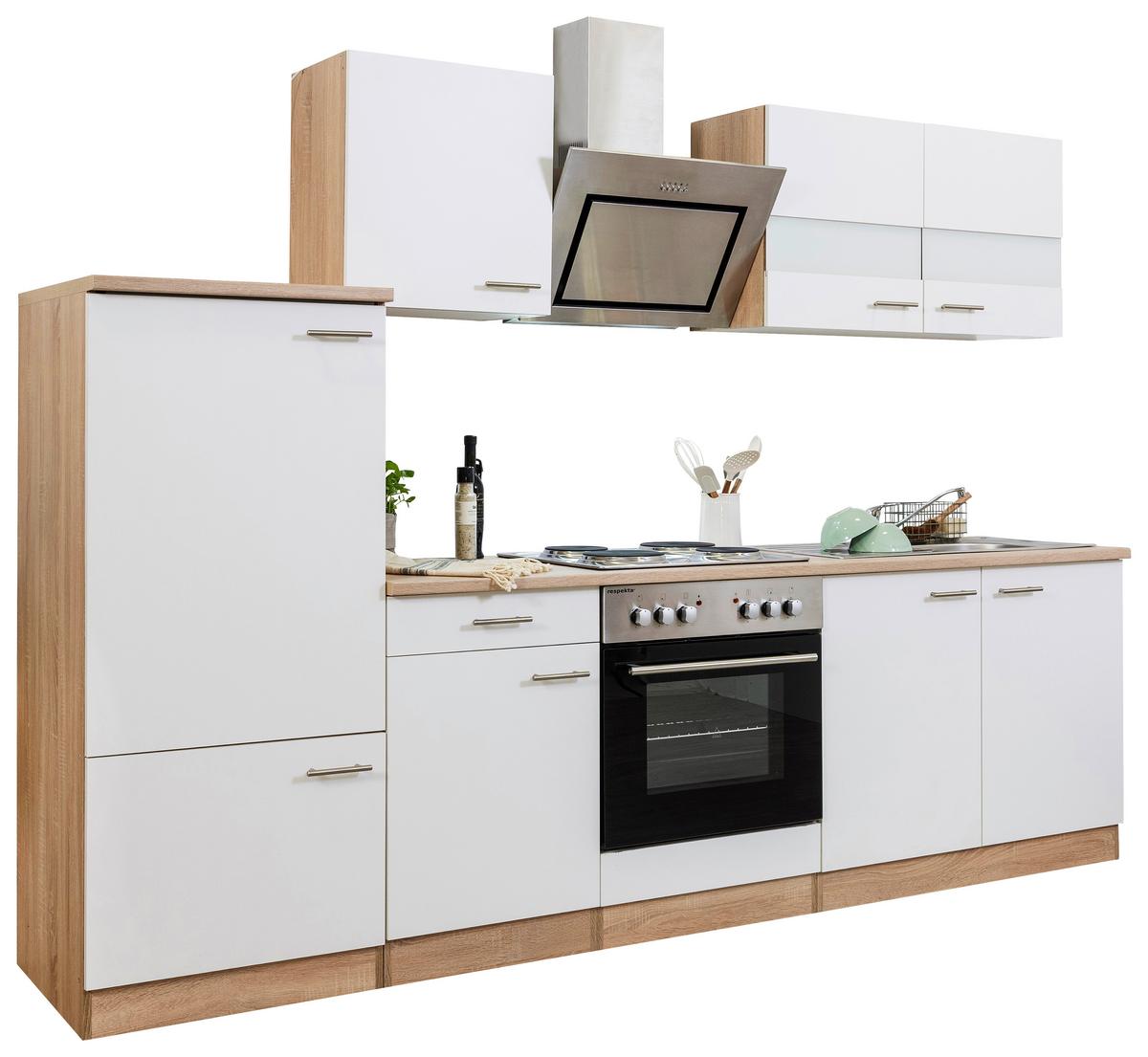 Küchenblock Merle Küchenblock 270 cm - Eichefarben/Weiß, Basics, Holzwerkstoff (270cm) - Respekta