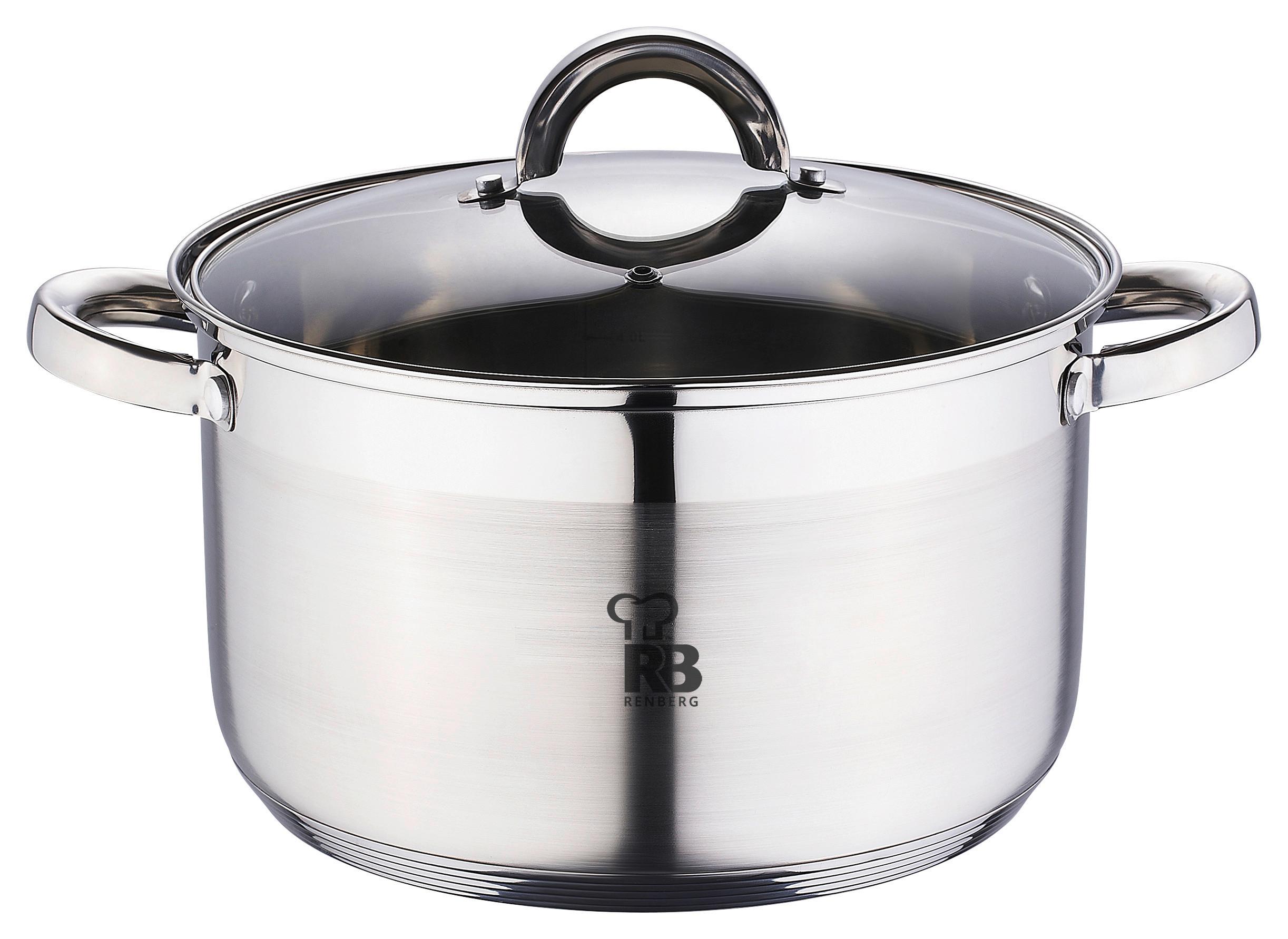 Kochtopf Alexander 9 Liter Edelstahl, Leichte Reinigung - Transparent/Silberfarben, Basics, Glas/Metall (28cm)
