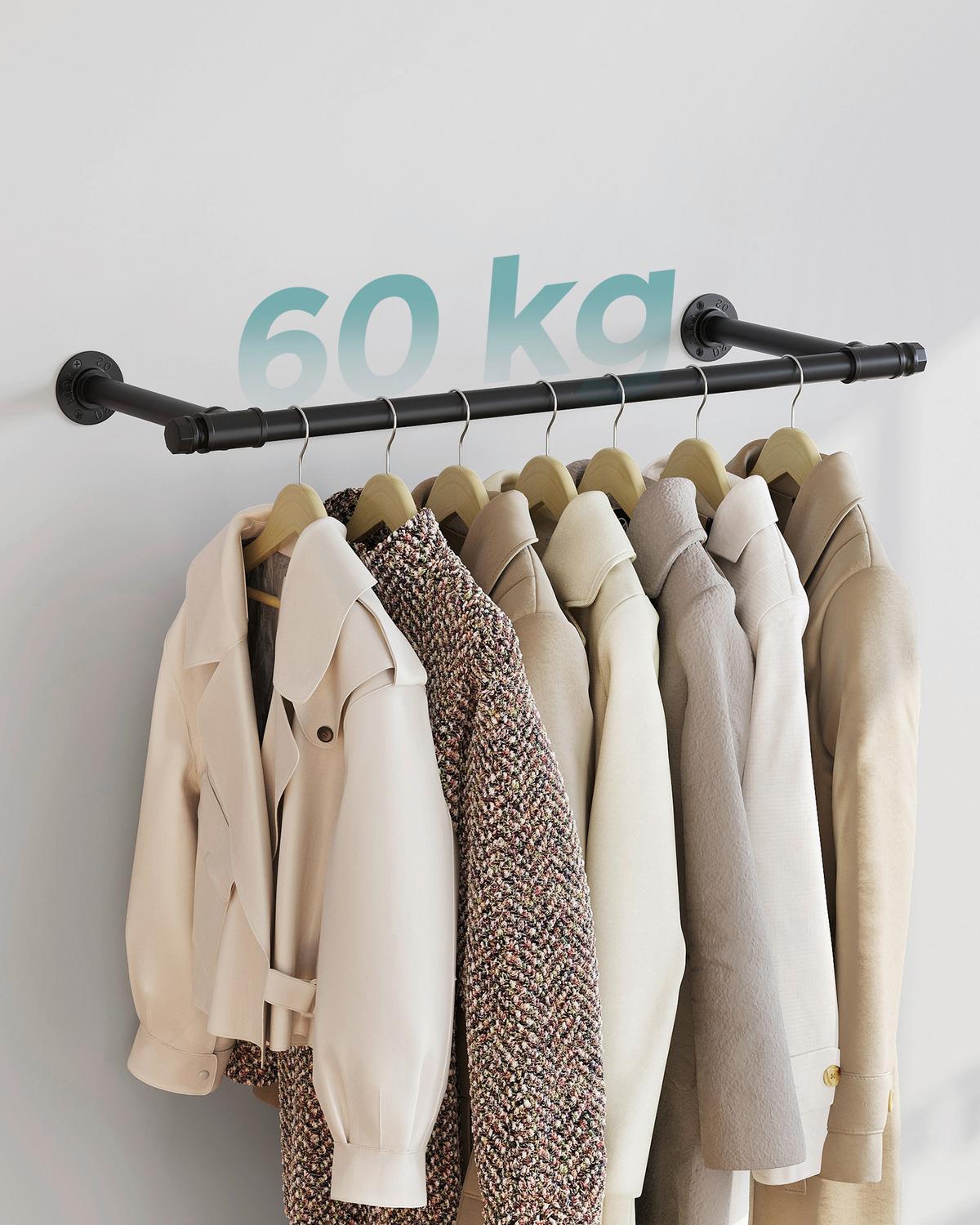 Wandgarderobe Schwarz B: 84 cm - Schwarz, Basics, Metall (84/7/30cm)