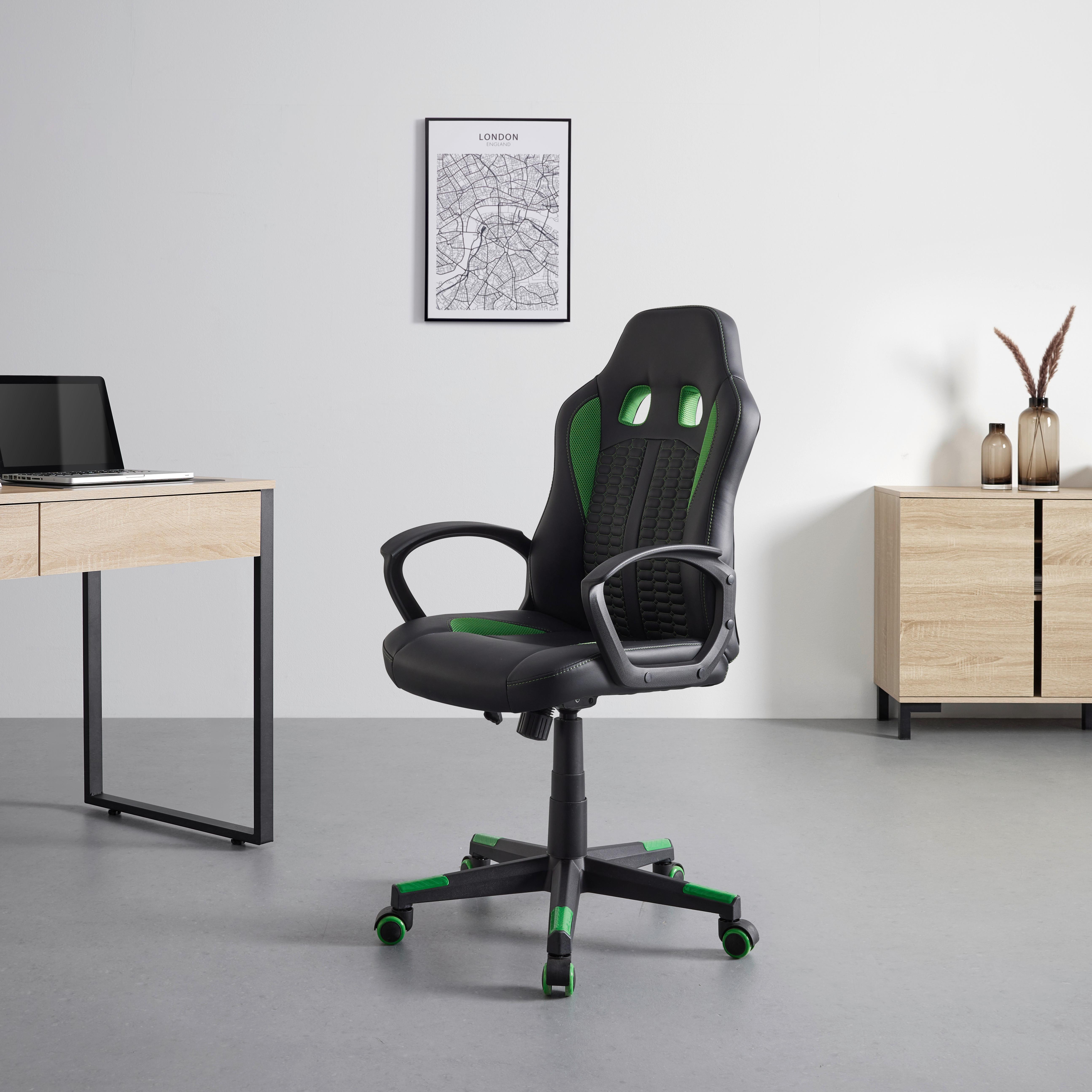 Kancelářská židle LIA -EXKLUSIV- - černá/zelená, Moderní, textil/plast (56/104-113/64cm) - Mömax