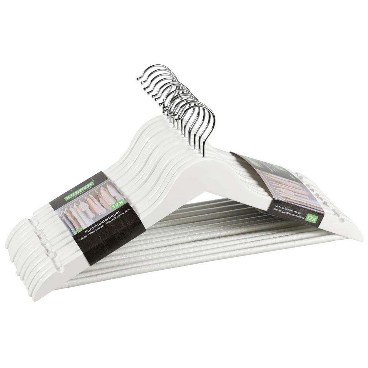 Kleiderbügel Set Weiß B: 44,5 cm - Weiß, Basics, Holz (44.5/10/1.2cm) - Kesper