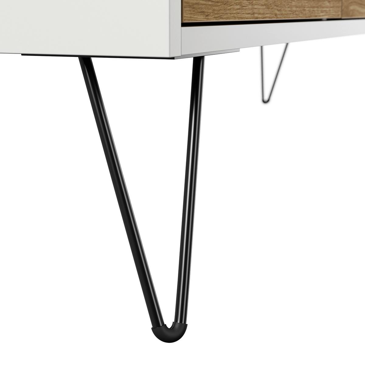 Sideboard Posseik Industrial Weiß/Eichefarben B: 139 cm - Eichefarben/Weiß Hochglanz, Design, Holzwerkstoff (139/75,8/42cm) - MID.YOU