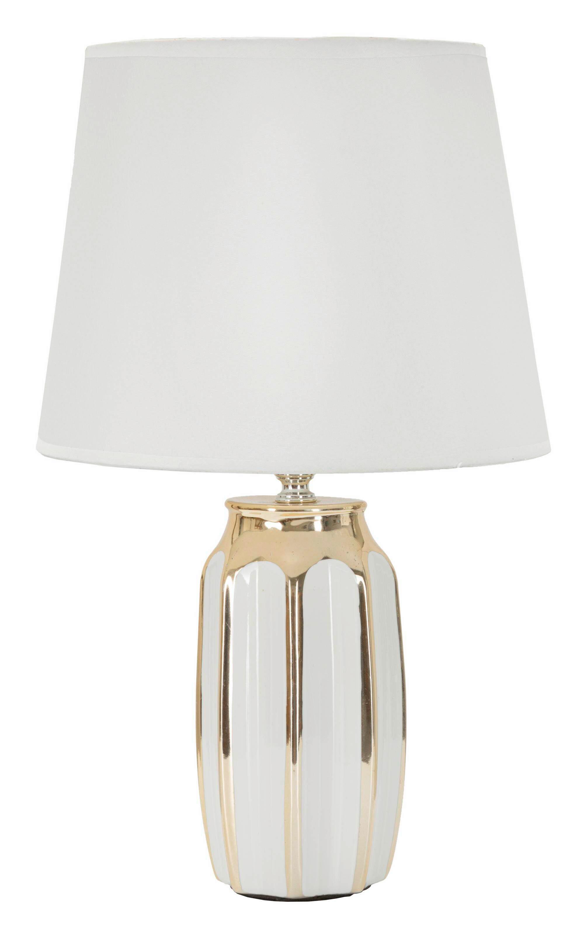 Tischleuchte Cassy Weiß, Goldfarben B: 25cm - Goldfarben/Weiß, Basics, Keramik/Textil (25/40.5/25cm)