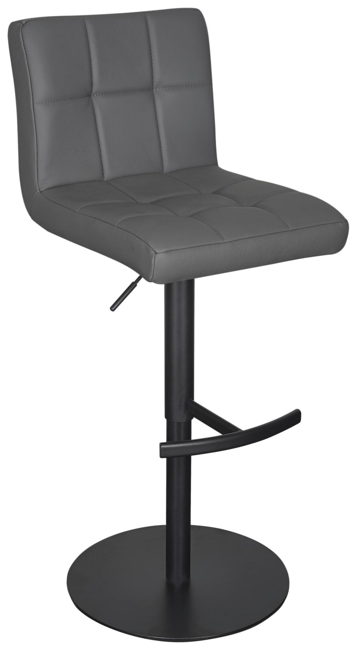 Barhocker Triest Grau B: 43 cm - Schwarz/Grau, MODERN, Leder/Metall (43/92/113/51,5cm) - Livetastic