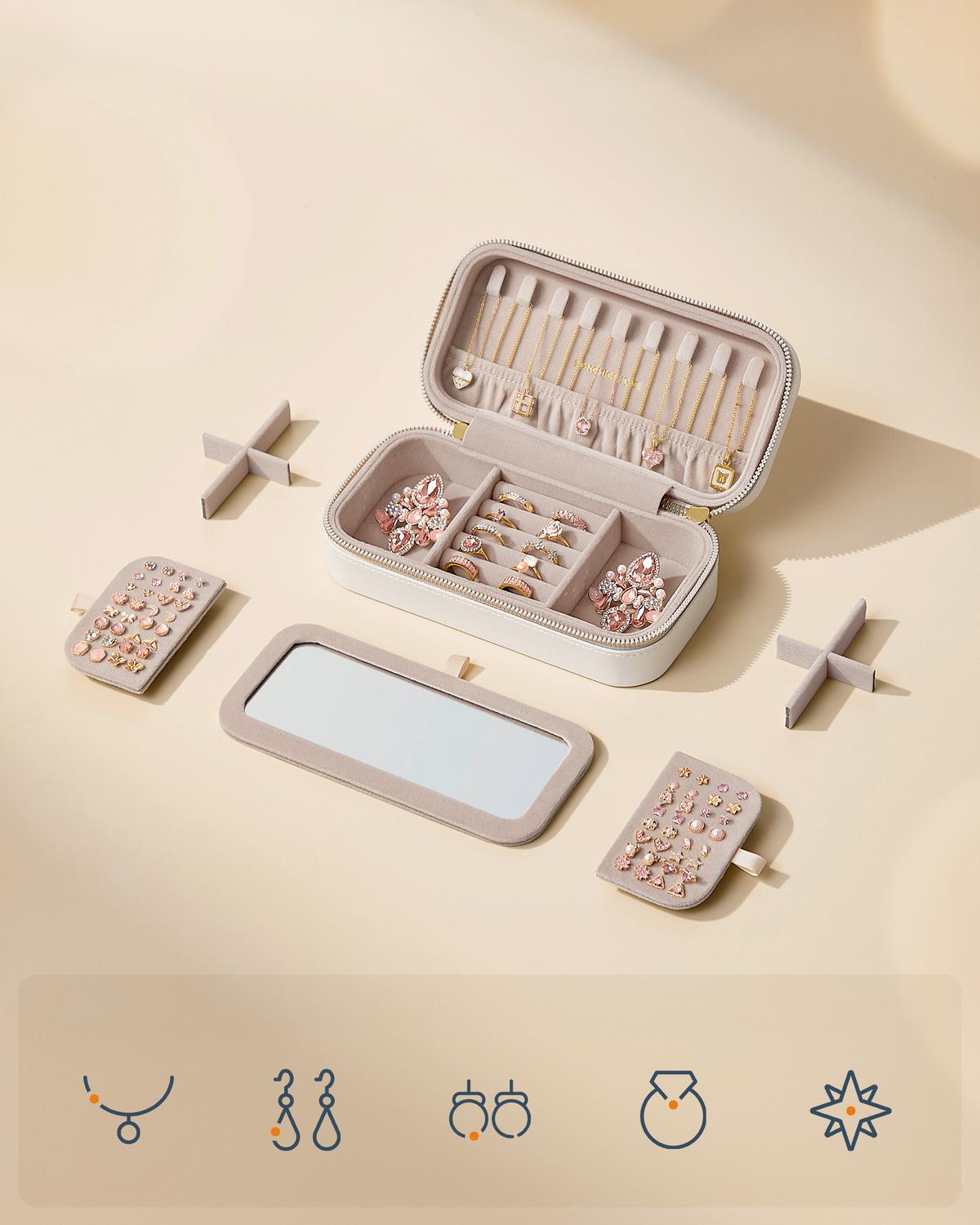 Schmuckkästchen Weiß B: 20,5 cm - Weiß, LIFESTYLE, Glas/Leder (20,5/6/10,5cm)