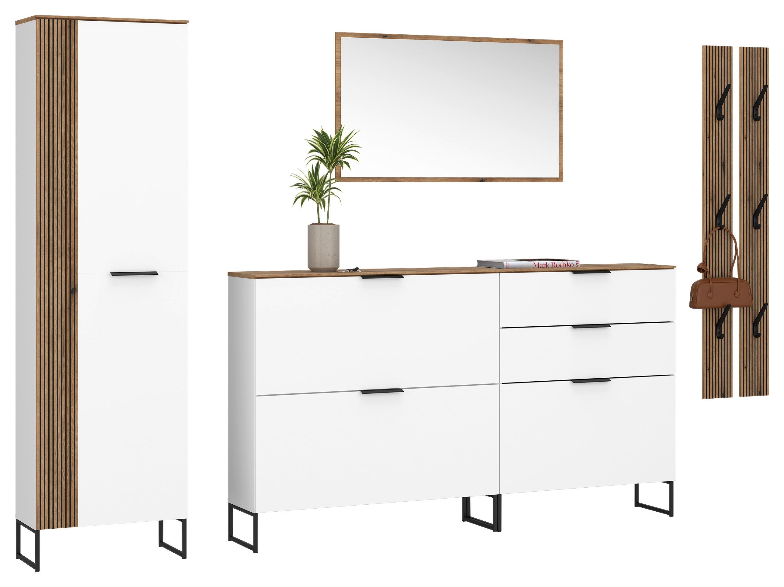 Garderobe Aladin stehend & hängend montierbar - Eichefarben/Weiß, MODERN, Holzwerkstoff (264/199,9/35cm)