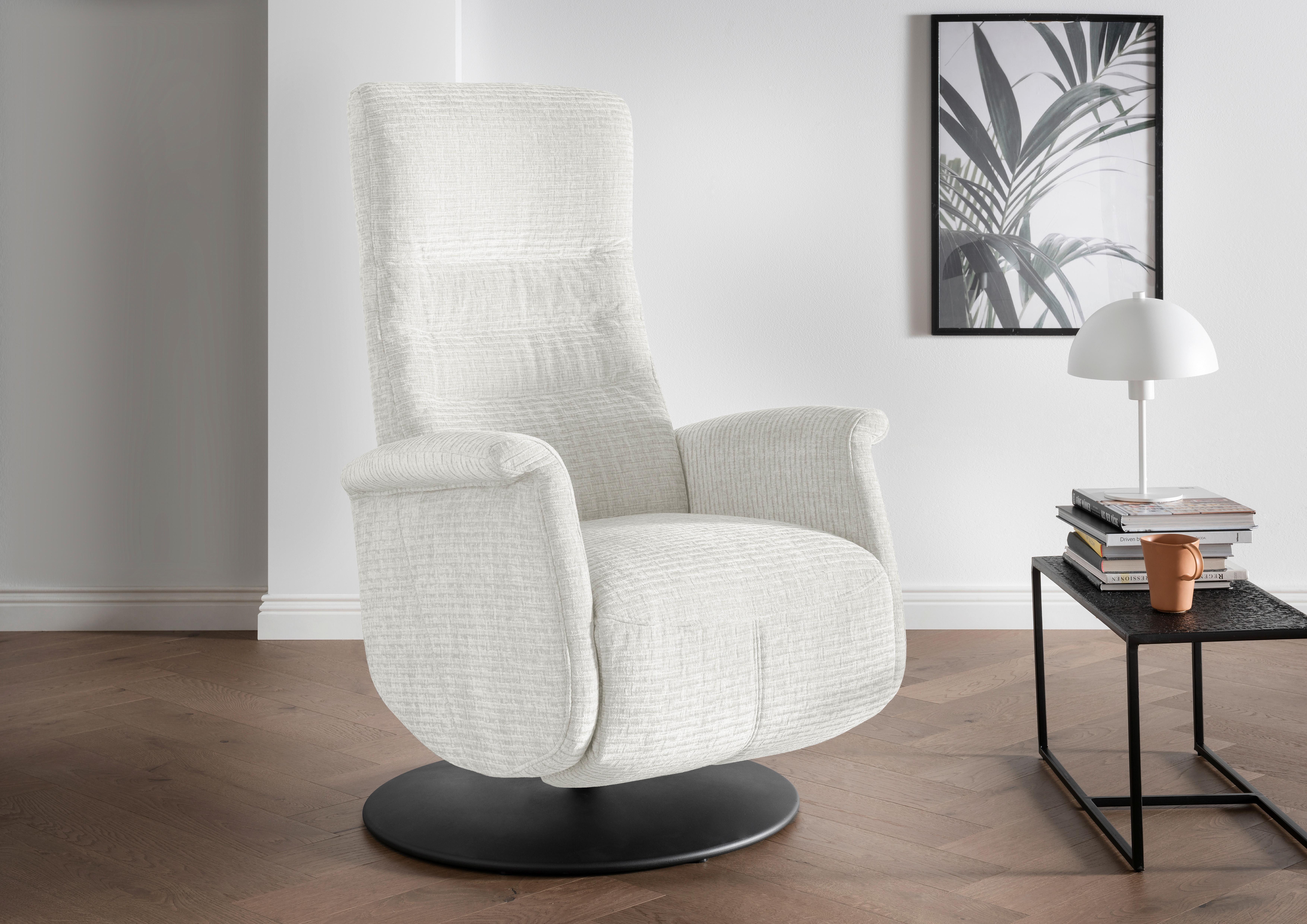 Relaxsessel Latina Creme 360 Grad Drehbar, B: 72 Cm - Schwarz/Weiß, MODERN, Textil (72/118/85-165cm) - Livetastic