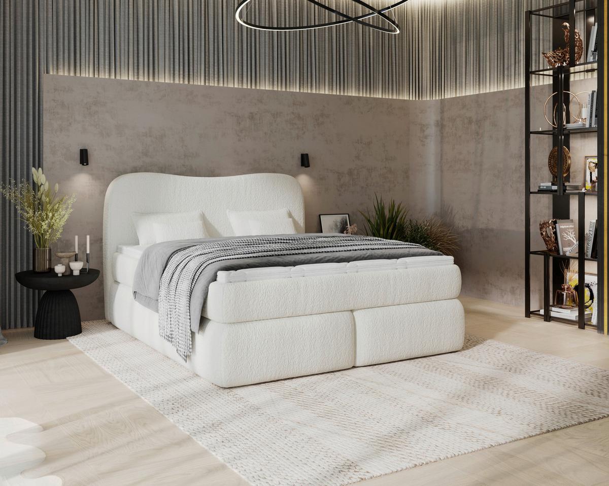 Boxspringbett Mit Topper 180x200 Isla - Beige/Buchefarben, Basics, Holz/Holzwerkstoff (180/200cm) - Livetastic