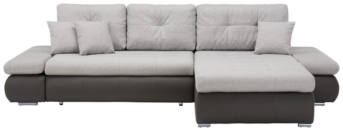 Rohová sedačka ENRICO, oboustranná, šedo-černá - šedá/bílá, Konvenční, kov/textil (303/88/185cm) - Based