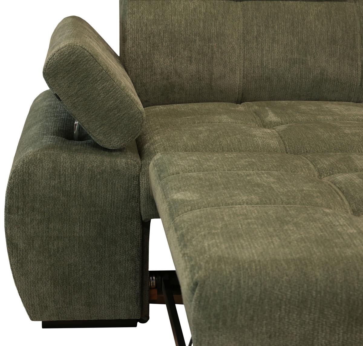 Rohová sedačka VEGAS, pravá, lesní zelená žinylka - černá/lesní zelená, Design, dřevo/textil (294/173cm)