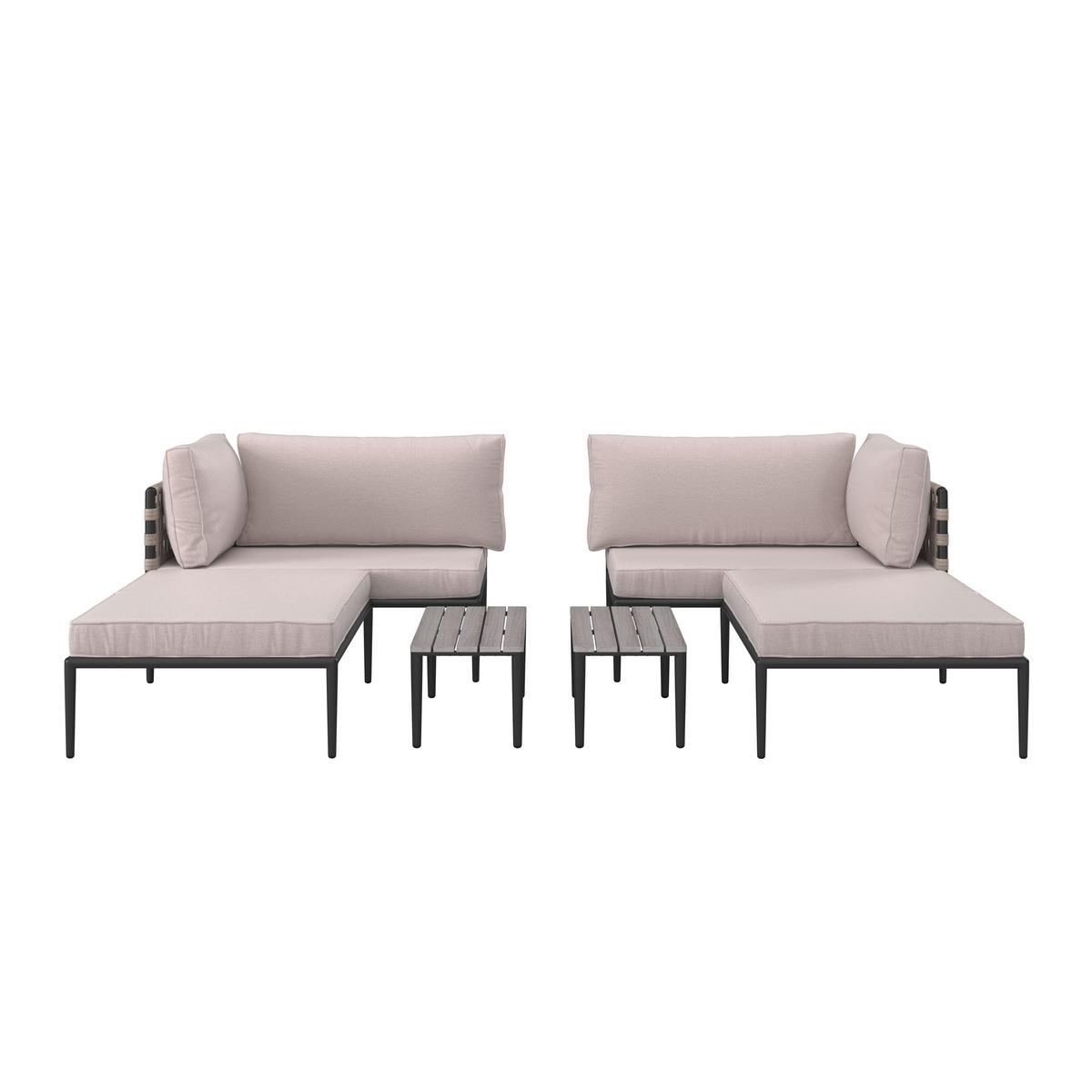 TERASOVÁ SEDACIA SÚPRAVA ENJA - čierna/sivá, Modern, kov/textil (104/60/70cm) - Bessagi Garden