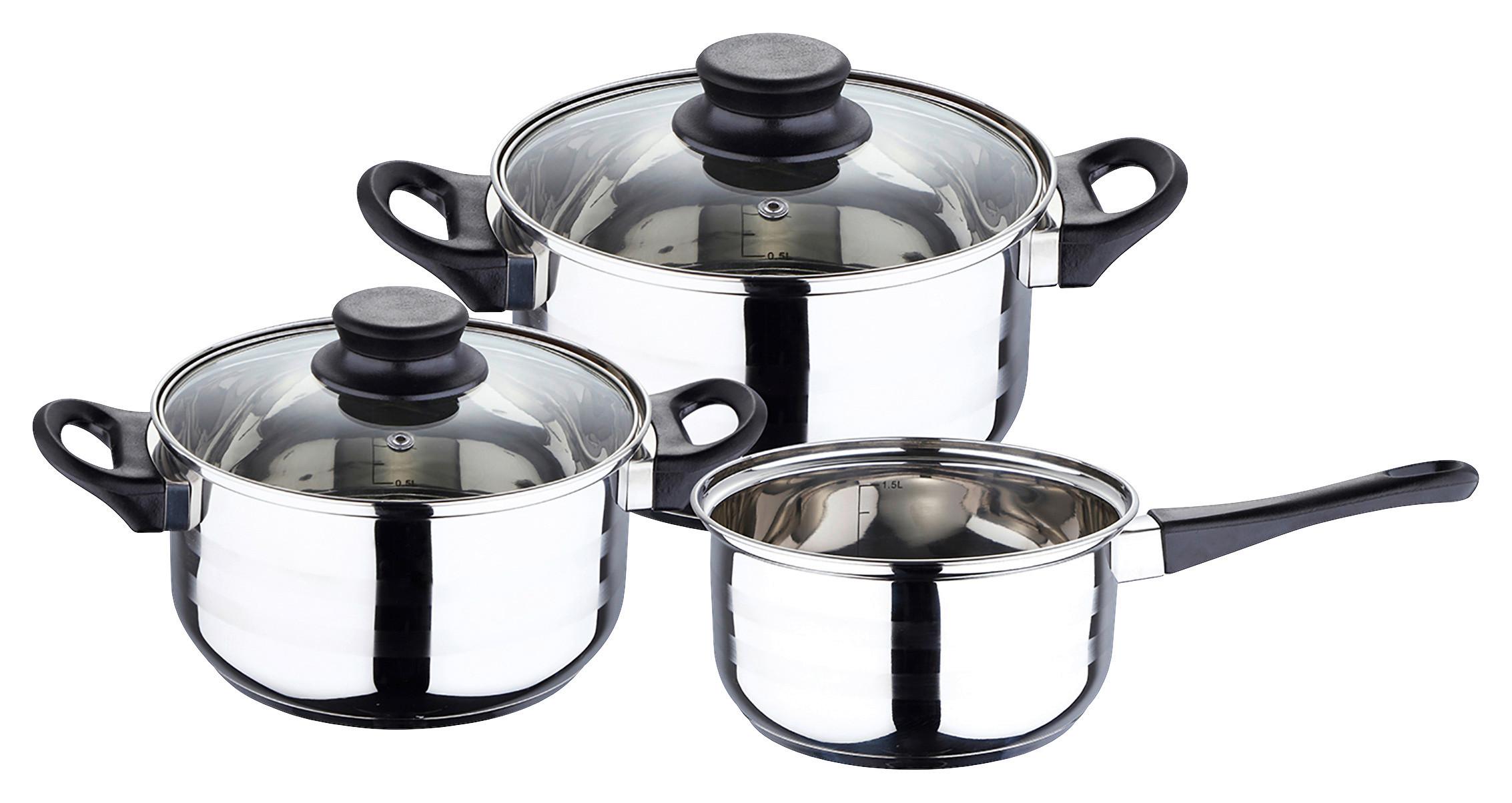 Sada hrnců Berta, 5-dílný set - čiré/barvy nerez oceli, Konvenční, kov/sklo - Based