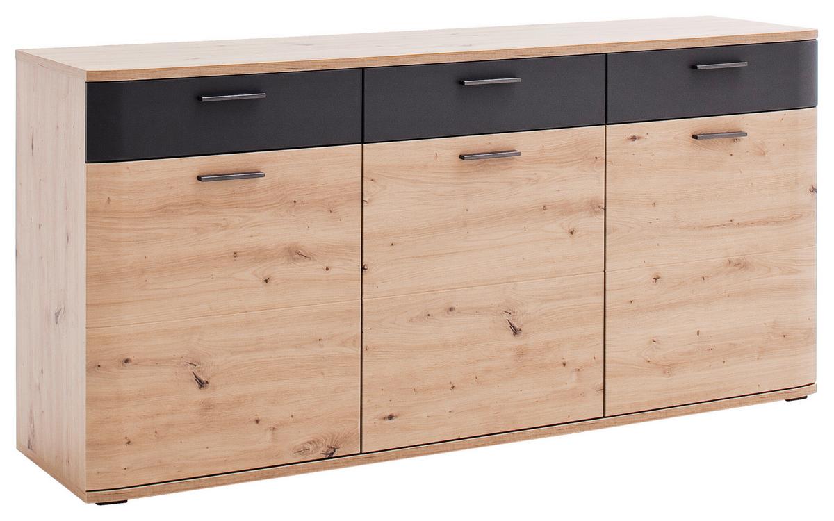 Sideboard B: 180 Cm Cortona Anthrazit/eichefarben - Eichefarben/Anthrazit, Design, Holzwerkstoff (180/85/43cm) - Livetastic