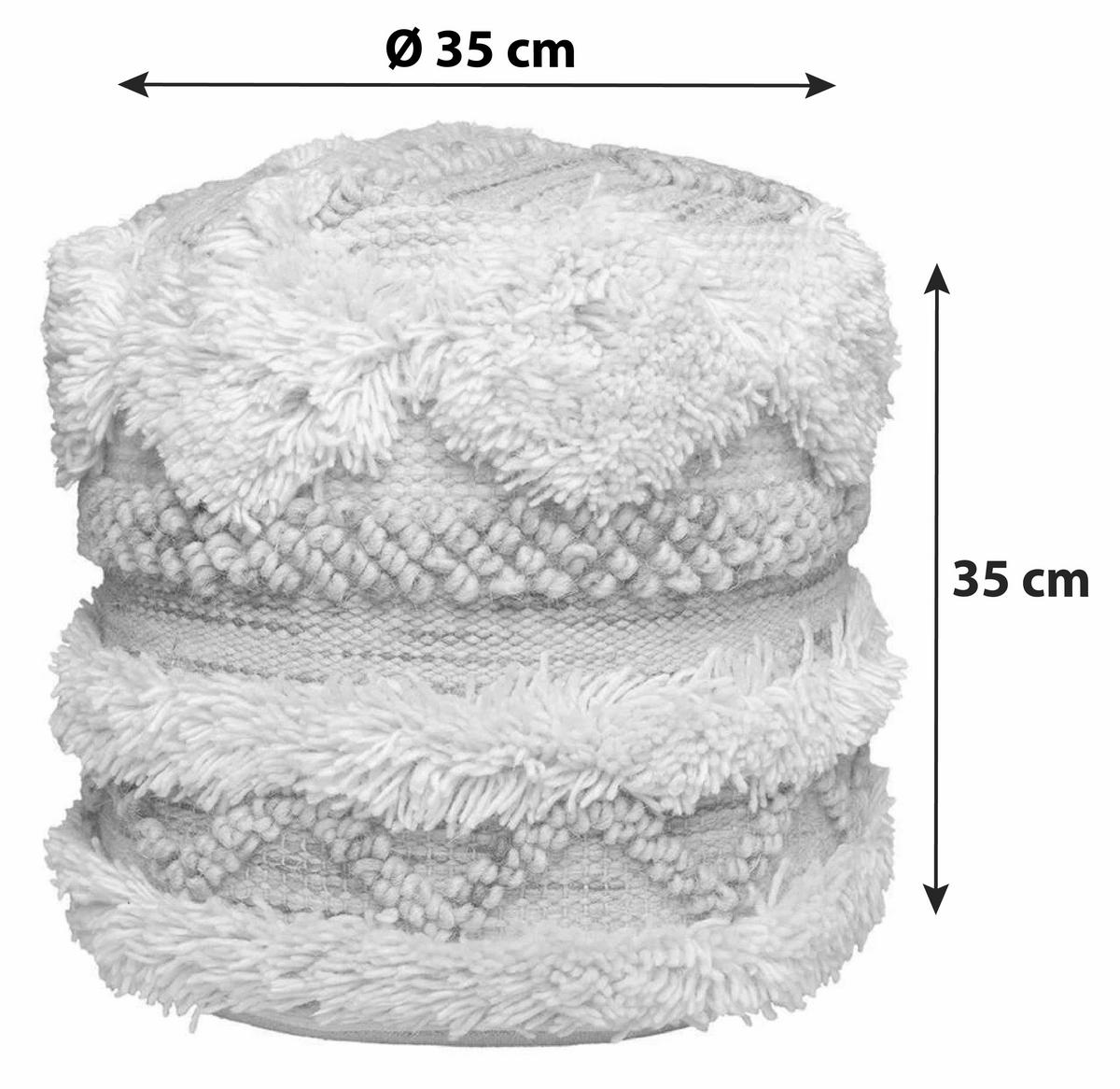 Pouf Bohist Naturfaser Creme/Rosa DxH: 35x35 cm - Creme/Rosa, Trend, Textil (35/35/35cm) - Kayoom