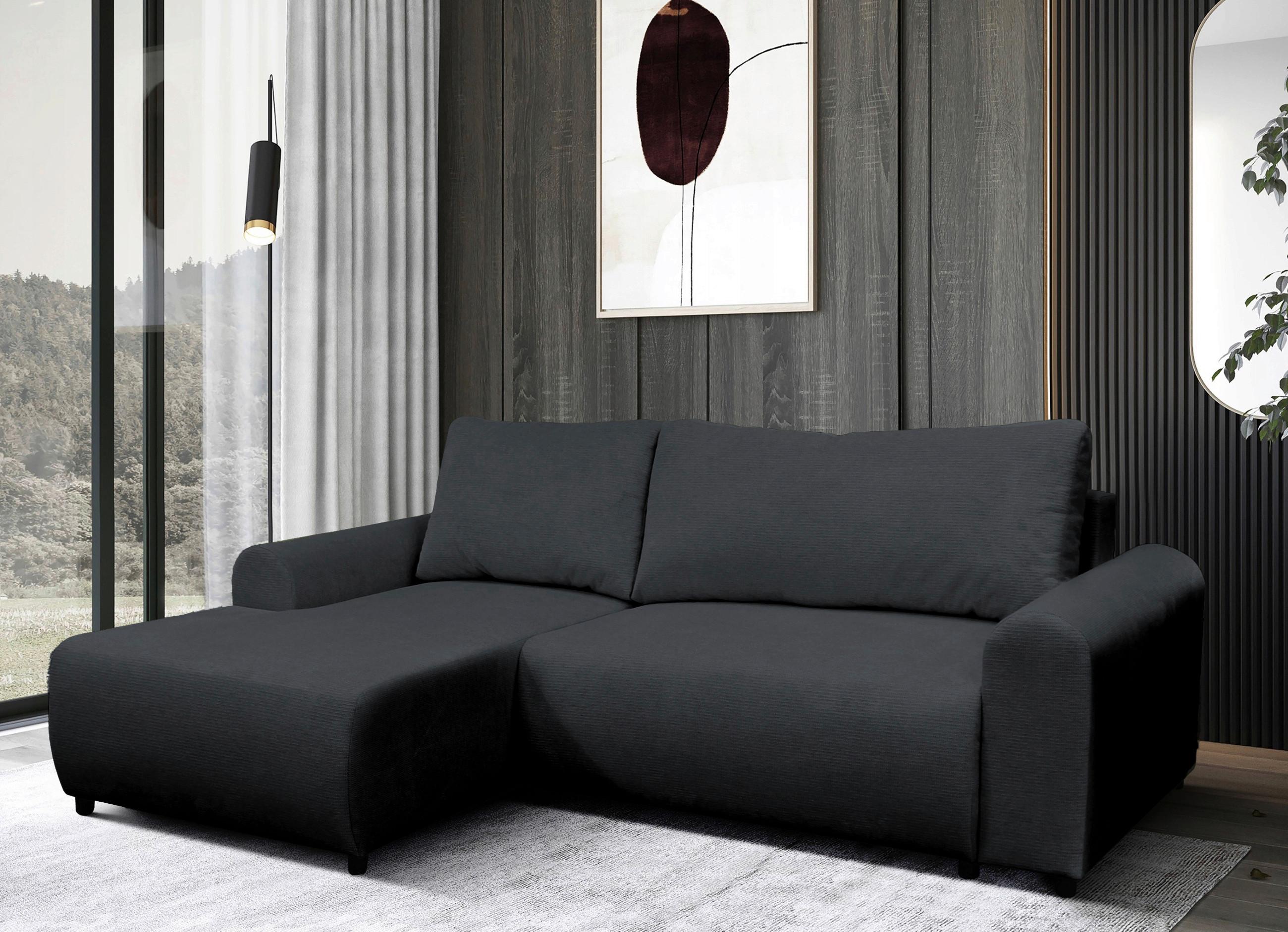 Ecksofa Velo Schwarz S: 160x250 cm - Schwarz, Design, Textil (160/250cm) - MID.YOU