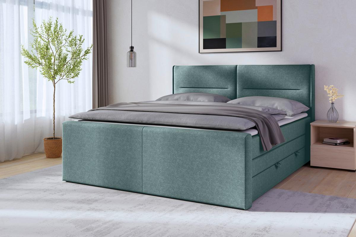Boxspringbett mit Bettkasten Kyoto Blau 180x200 - Blau, MODERN, Holz/Kunststoff (180/200cm) - MID.YOU