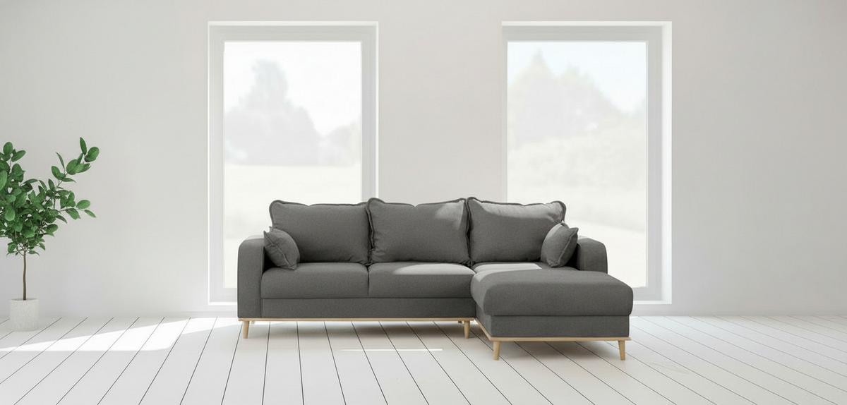 Ecksofa Beata Dunkelgrau S: 230x150 Cm - Wengefarben/Dunkelgrau, Design, Textil (230/150cm) - Livetastic