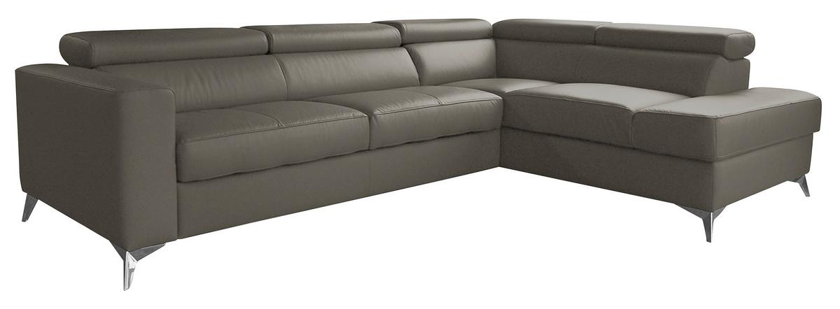 Ecksofa Mondo Schlammfarben S: 286x208 Cm - Chromfarben/Schlammfarben, Design, Leder/Textil (286/208cm) - Livetastic