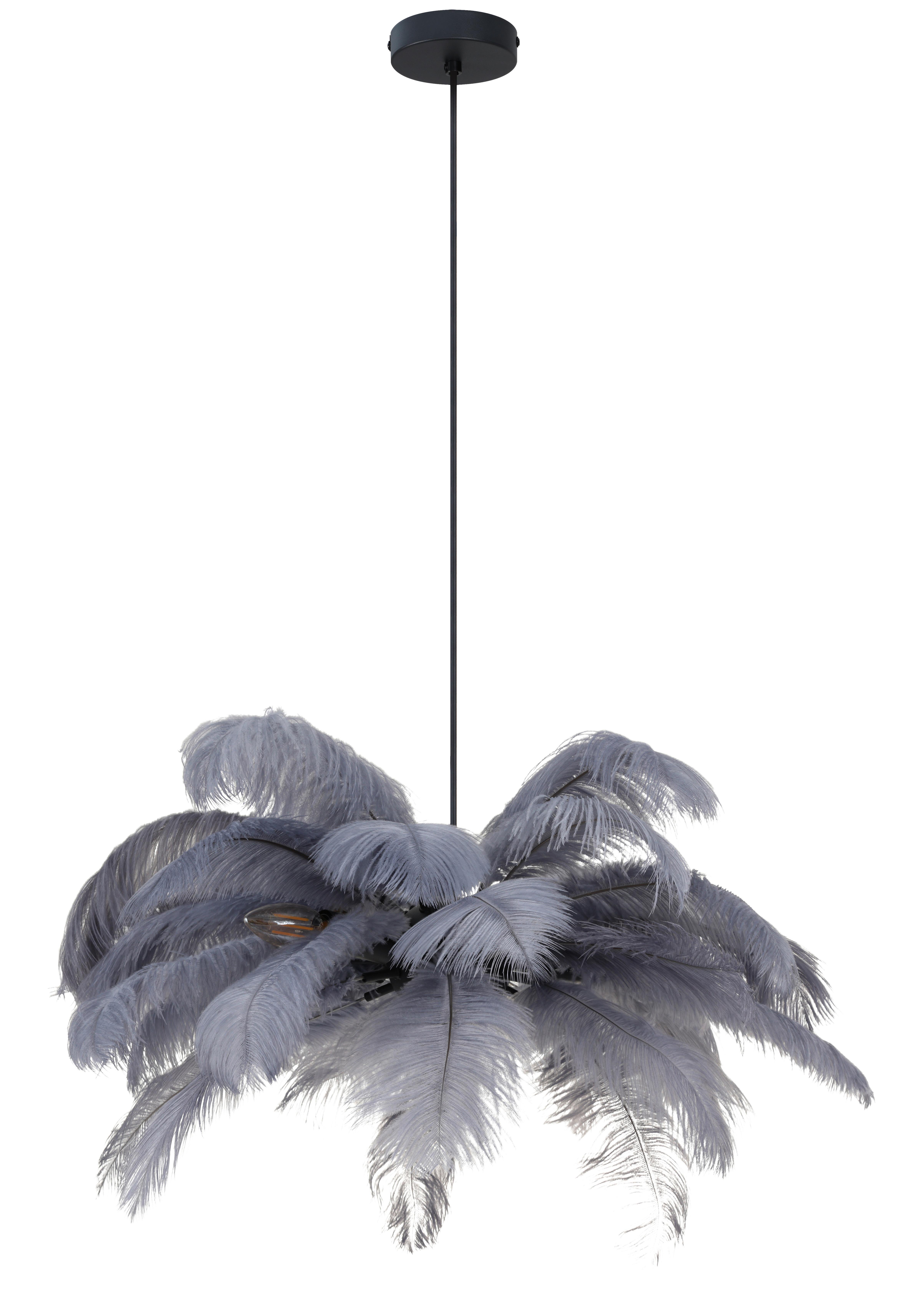 Hängeleuchte Fedi Grau/Schwarz max. 3 Watt - šedá/černá, Moderní, kov/textil (55/55/120cm) - Mömax