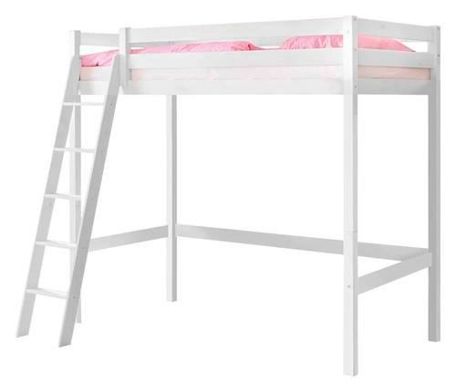 Hochbett Matthias Weiß Kiefer Massiv 90 cm mit Leiter - Weiß, Basics, Holz (90/200cm) - MID.YOU