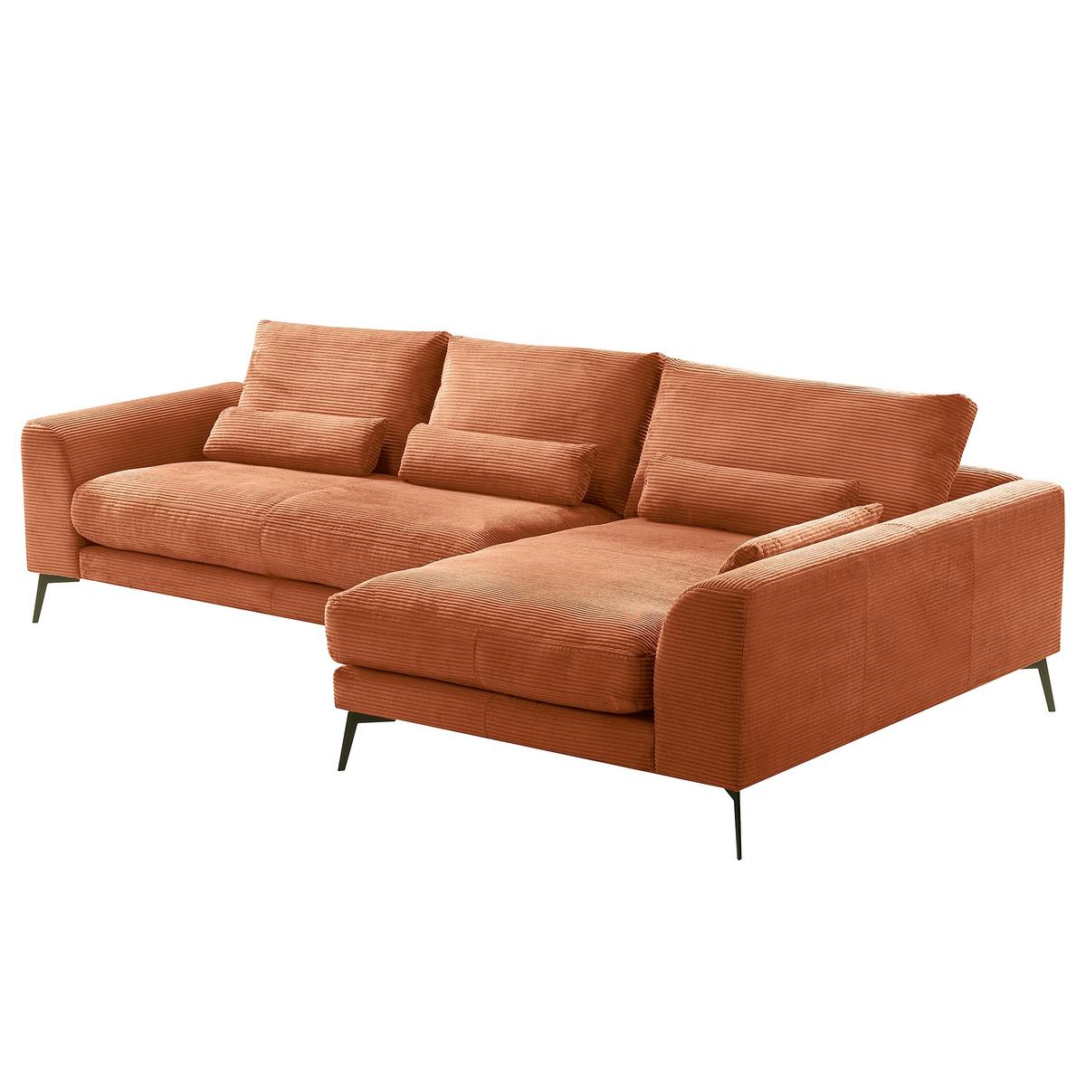 Ecksofa Berlin Cord Kupferfarben 313x172 cm - Schwarz/Kupferfarben, Design, Textil (313/172cm) - P & B