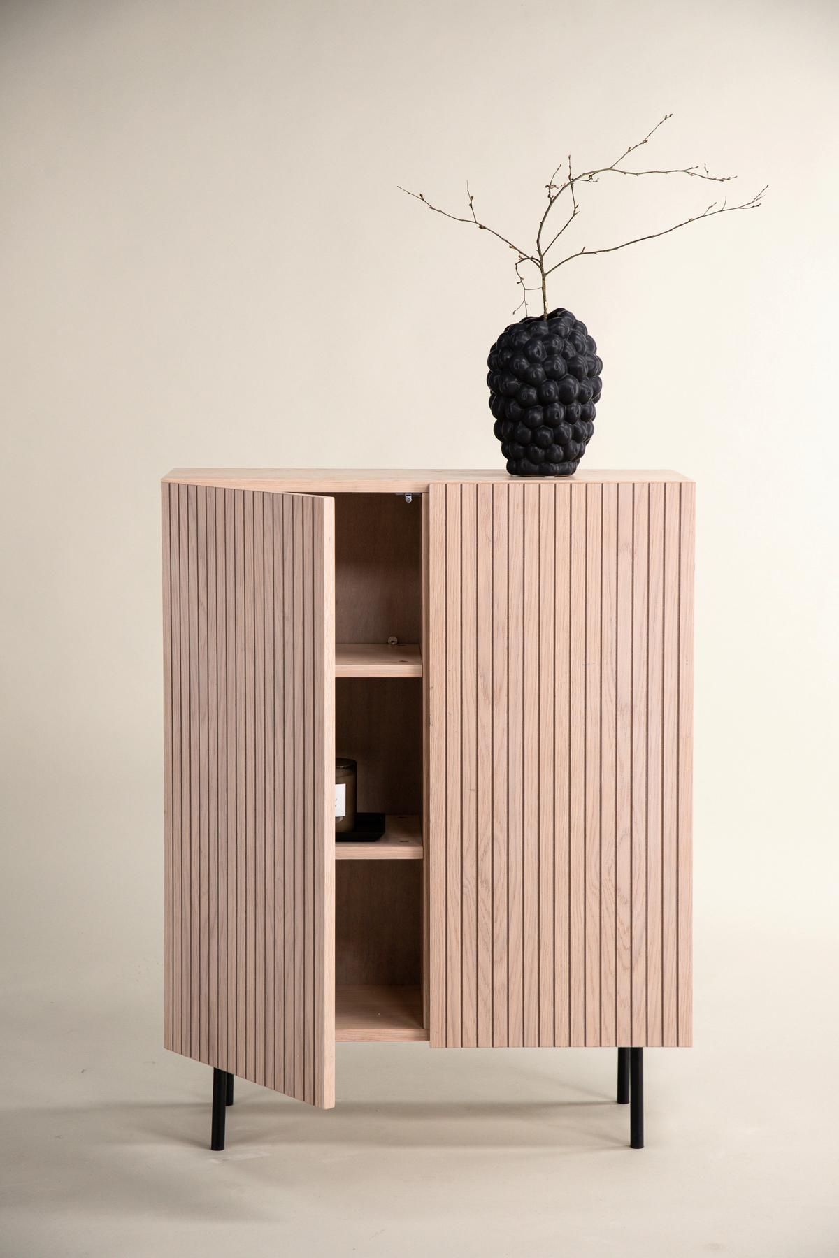 Highboard Björkön - Eichefarben/Schwarz, Design, Holz/Holzwerkstoff (80/103/30cm) - Livetastic