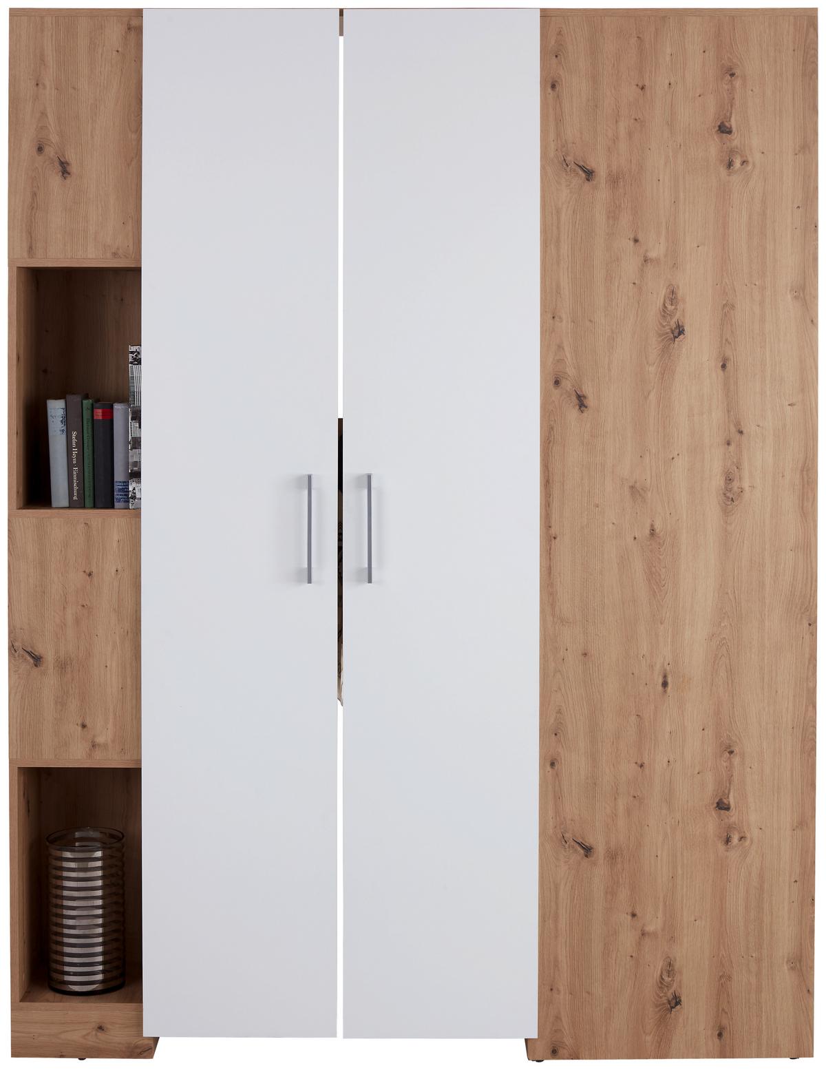 Eckschrank Begehbar Mit Regal 120cm Box, Eiche Dekor/weiß - Weiß/Eiche Artisan, MODERN, Holzwerkstoff (120/205/150cm) - Ondega
