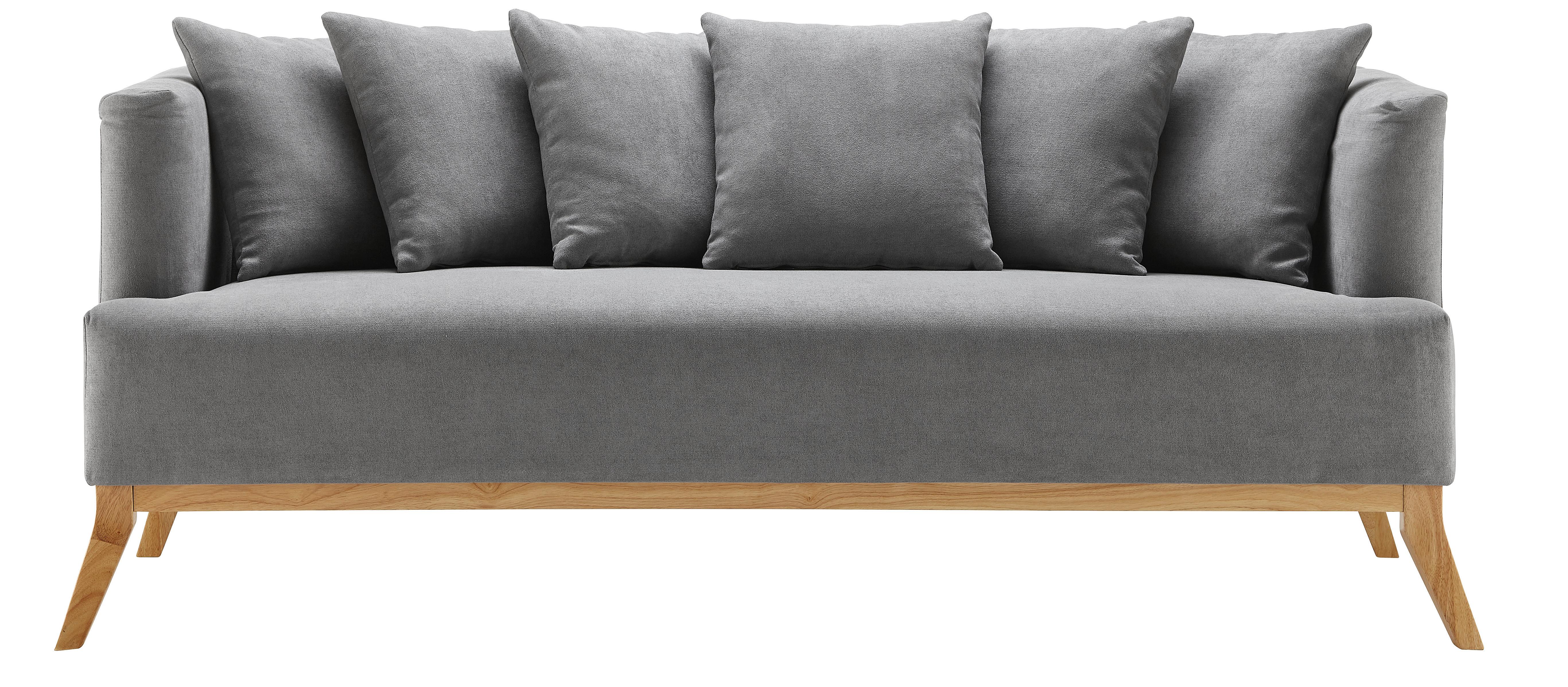 Třímístná pohovka s polštáři Mina šedá - šedá, Moderní, dřevo/textil (190/78/81cm) - Modern Living