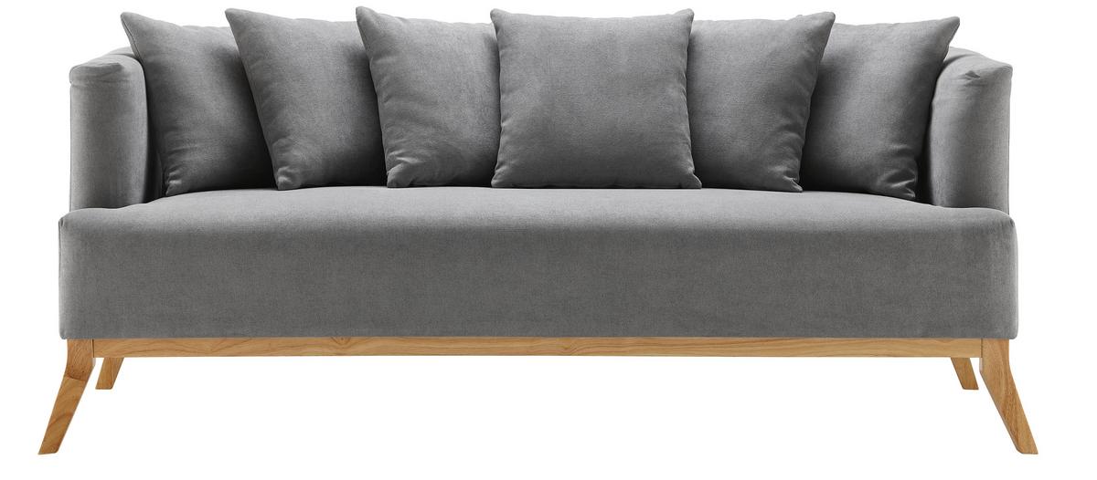 Třímístná pohovka s polštáři Mina šedá - šedá, Moderní, dřevo/textil (190/78/81cm) - Modern Living