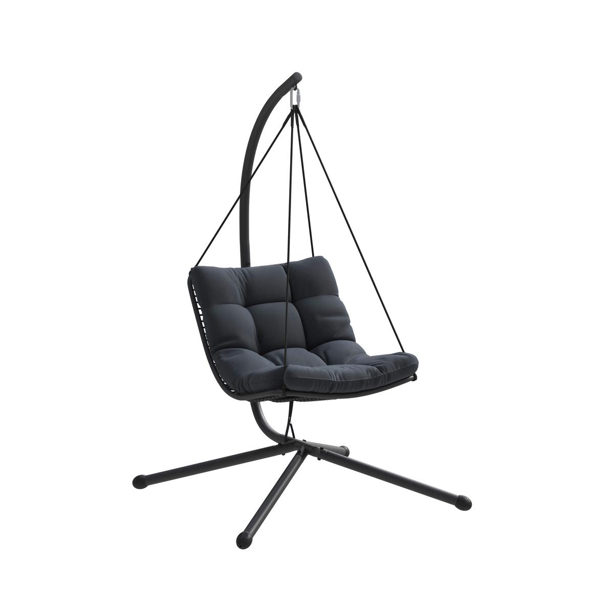 Hängesessel Santana - Dunkelgrau/Schwarz, MODERN, Kunststoff/Textil (196cm) - Beldano