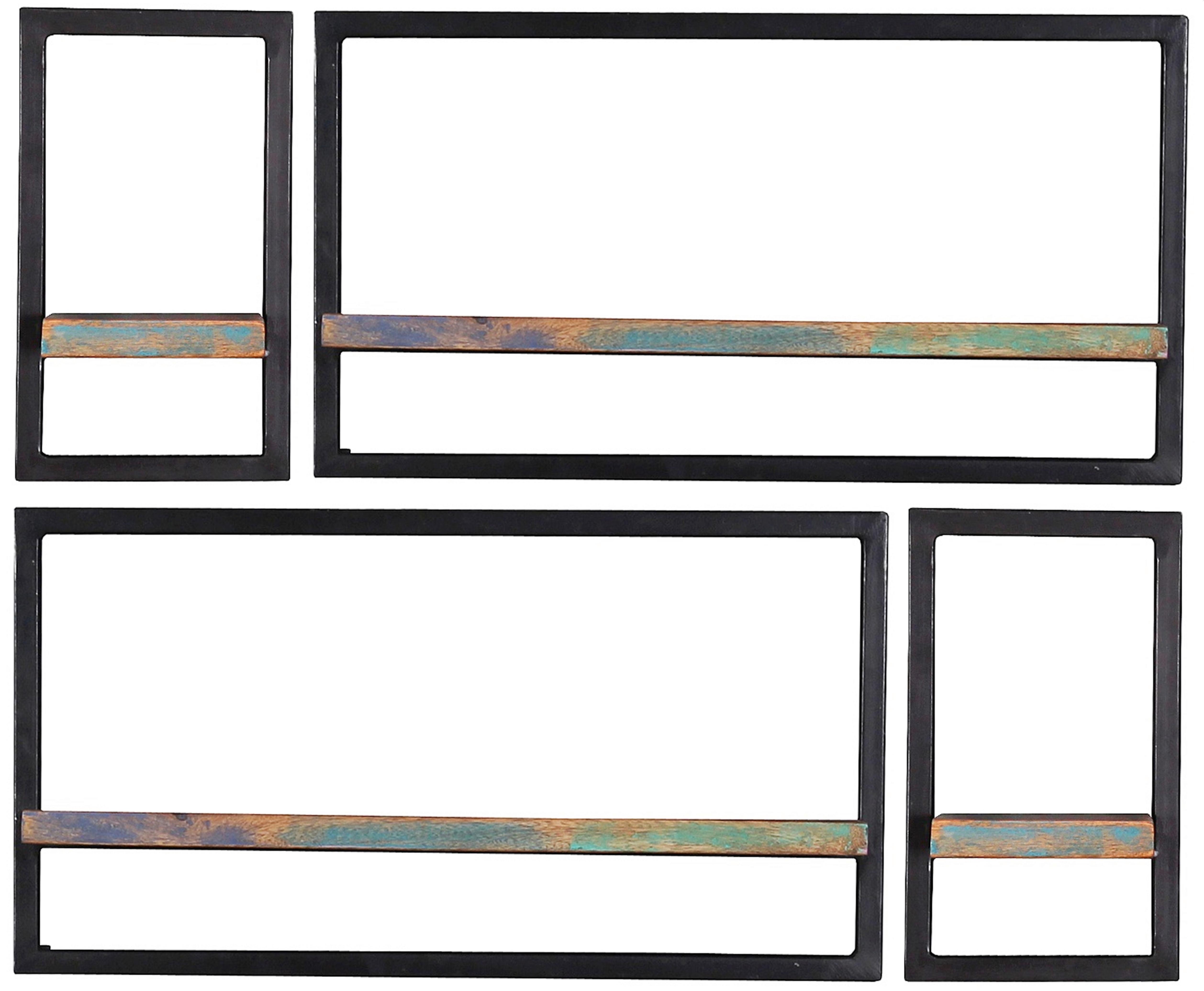 Wandregalset Multicolor/Schwarz B: 90cm - Multicolor/Schwarz, Design, Holz/Metall (90/75/25cm) - MID.YOU