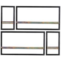 Wandregalset Multicolor/Schwarz B: 90cm - Multicolor/Schwarz, Design, Holz/Metall (90/75/25cm) - MID.YOU