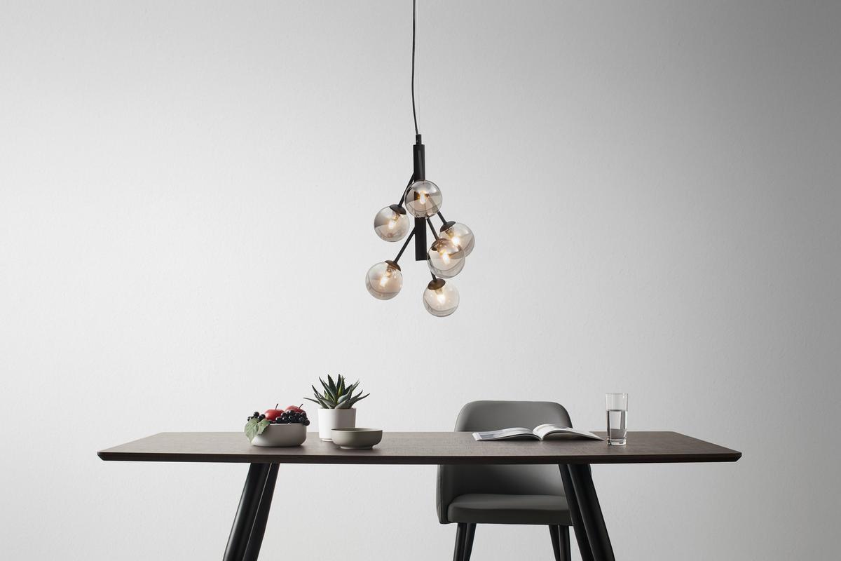 Závěsné svítidlo Spike max. 6 Watt - šedá, Moderní, kov/sklo (31,5/31,5/140cm) - Bessagi Home