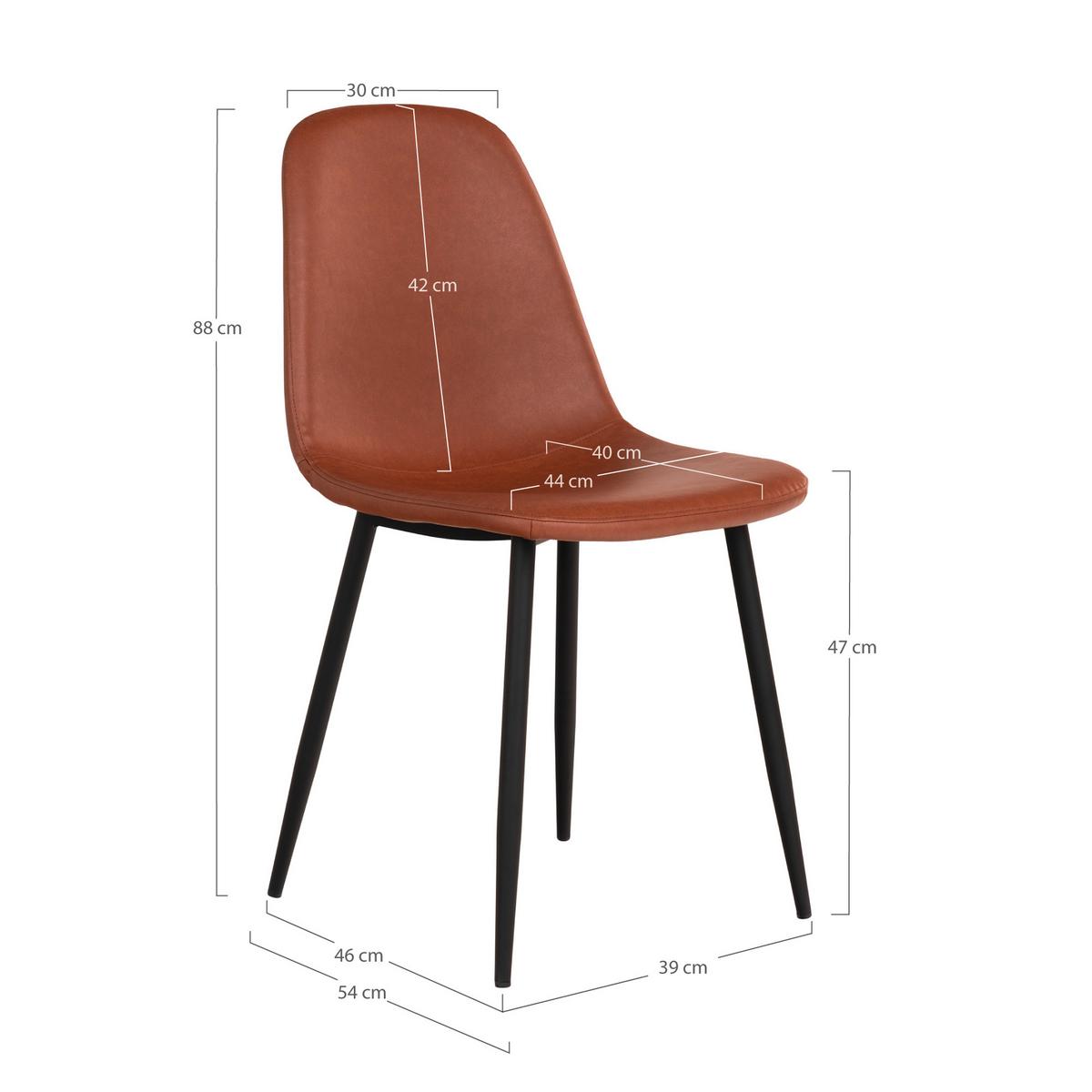 Stuhl-set Stockholm Cognac B: 44 Cm - Cognac/Schwarz, MODERN, Textil/Metall (44/86/54cm) - MID.YOU