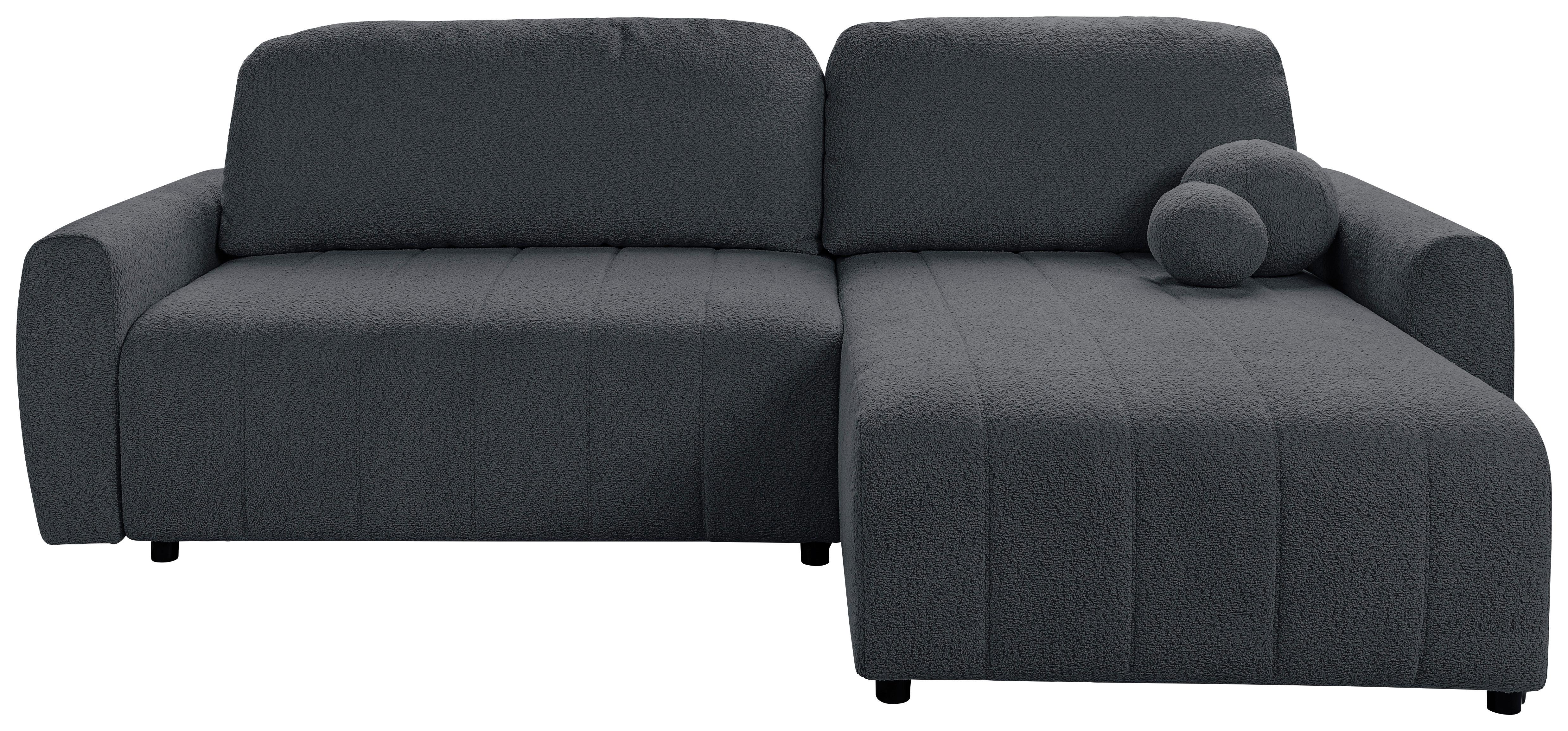 Ecksofa Luna New Boucle Grau, S: 260x161cm - Schwarz/Grau, Design, Textil (260/161cm) - Livetastic