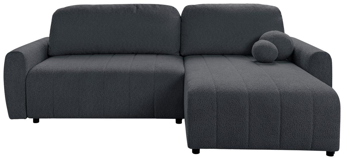 Ecksofa Luna New Boucle Grau, S: 260x161cm - Schwarz/Grau, Design, Textil (260/161cm) - Livetastic