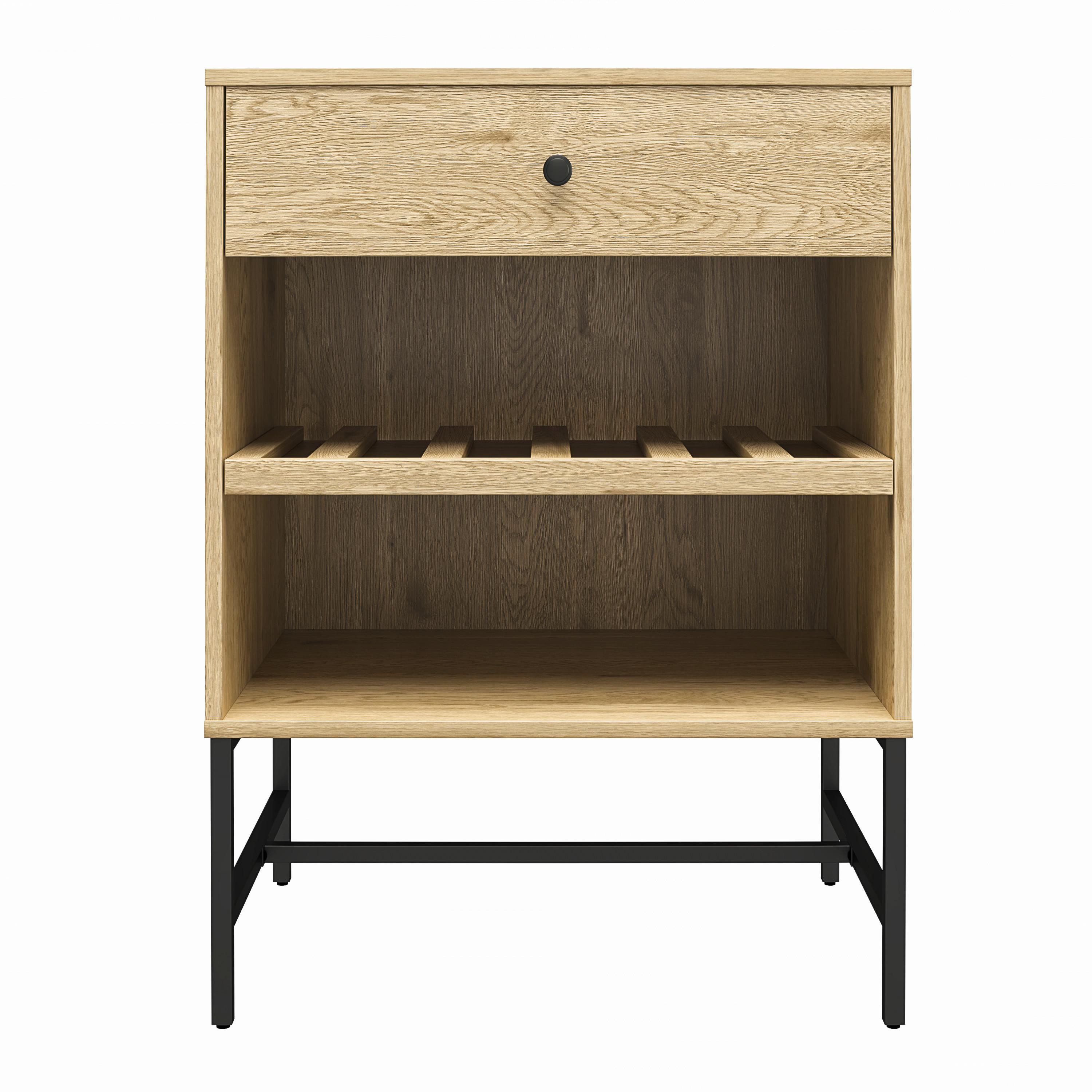Nachttisch Tamlin Eichefarben B: 59 Cm - Eichefarben/Schwarz, Design, Papier/Holzwerkstoff (59/82/43cm) - MID.YOU